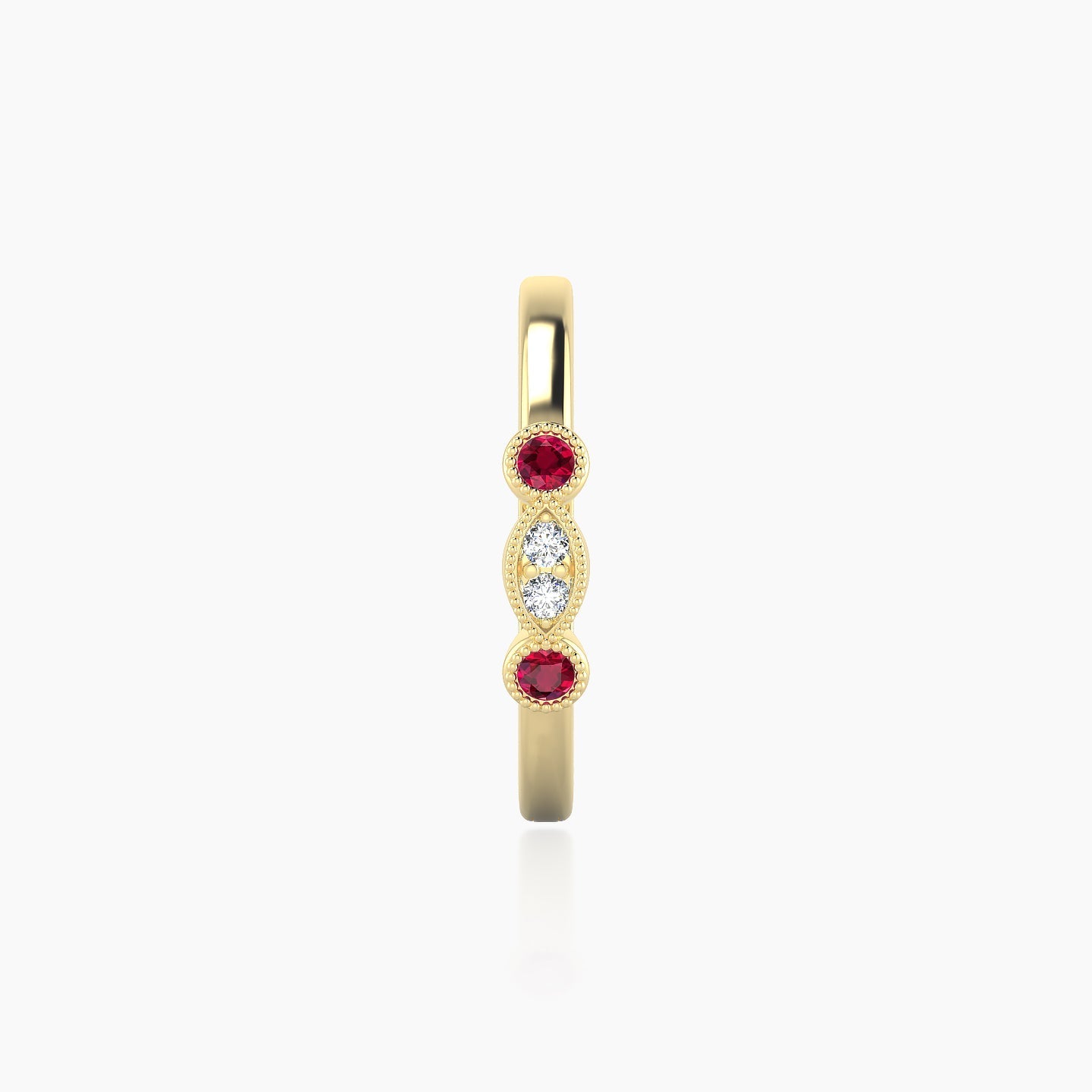 Camilla | 18k Yellow Gold 11 mm Ruby & Diamond Hoop Piercing