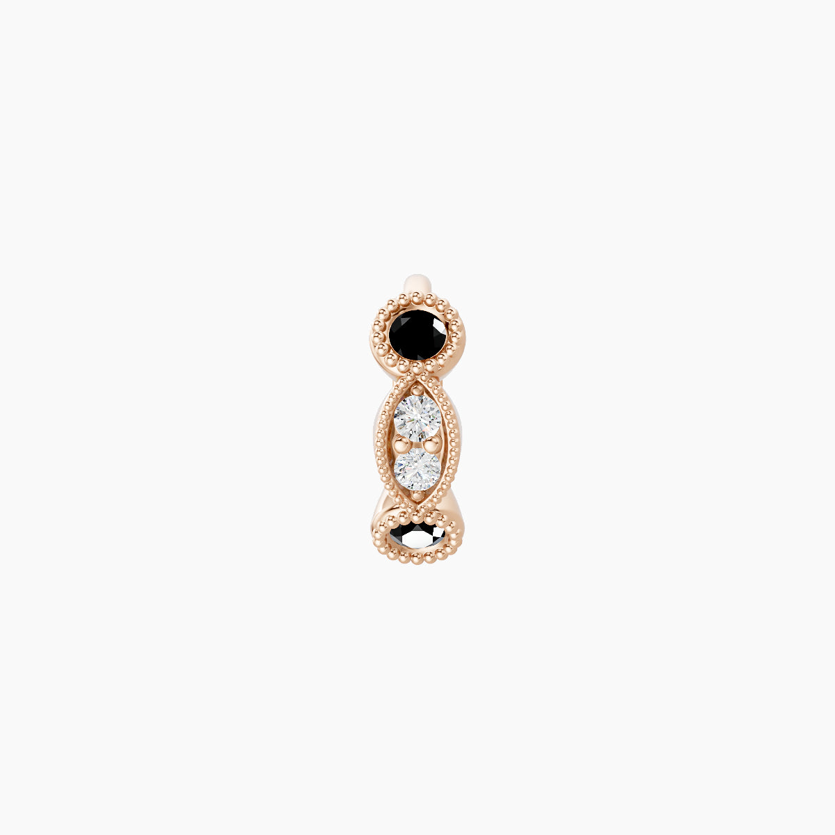 Camilla | 18k Rose Gold 5 mm Black Diamond & Diamond Hoop Piercing