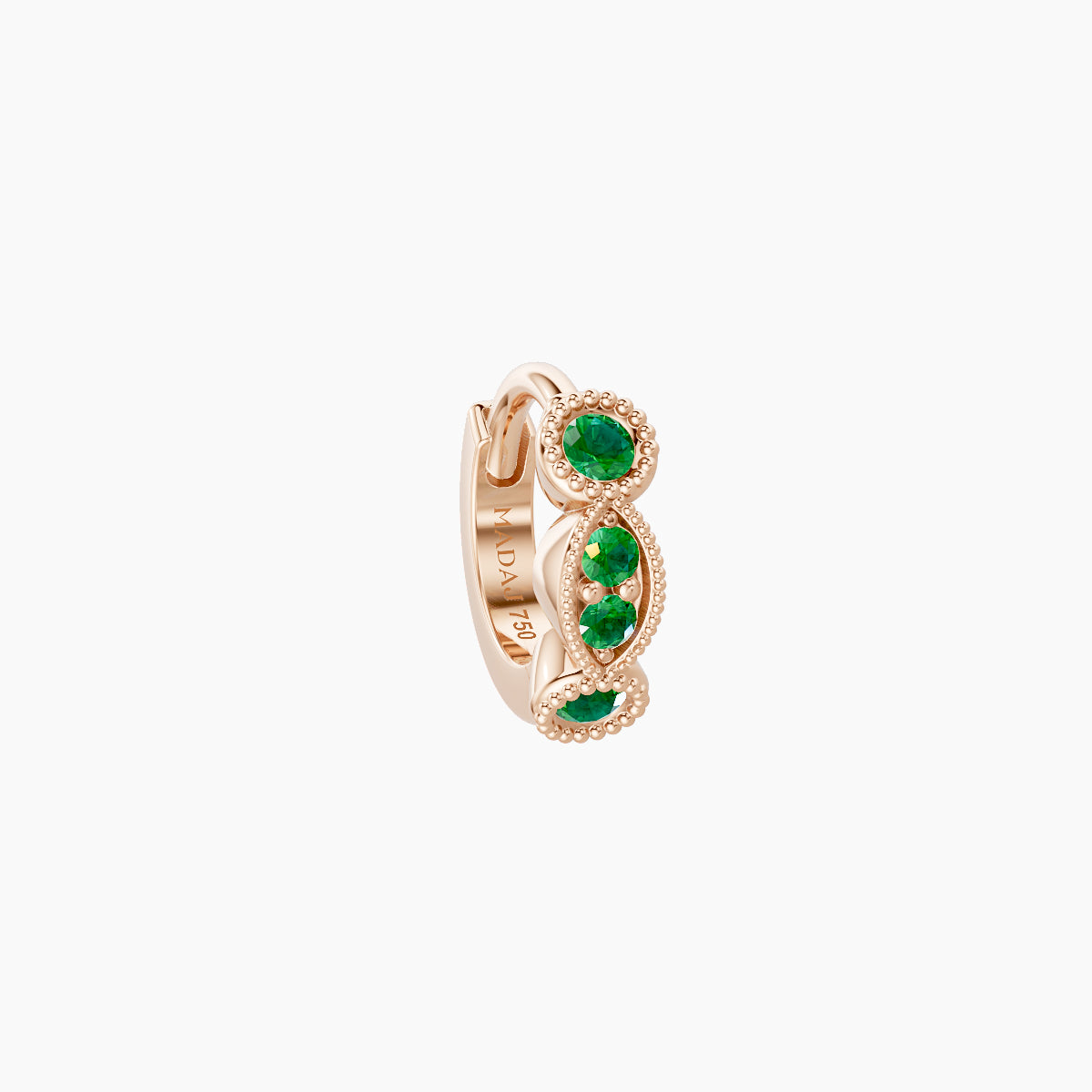 Camilla | 18k Rose Gold 5 mm Emerald Hoop Piercing