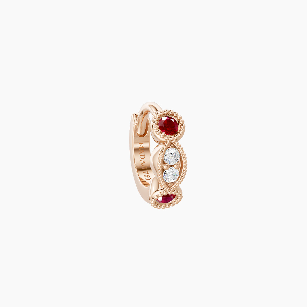 Camilla | 18k Rose Gold 5 mm Ruby & Diamond Hoop Piercing