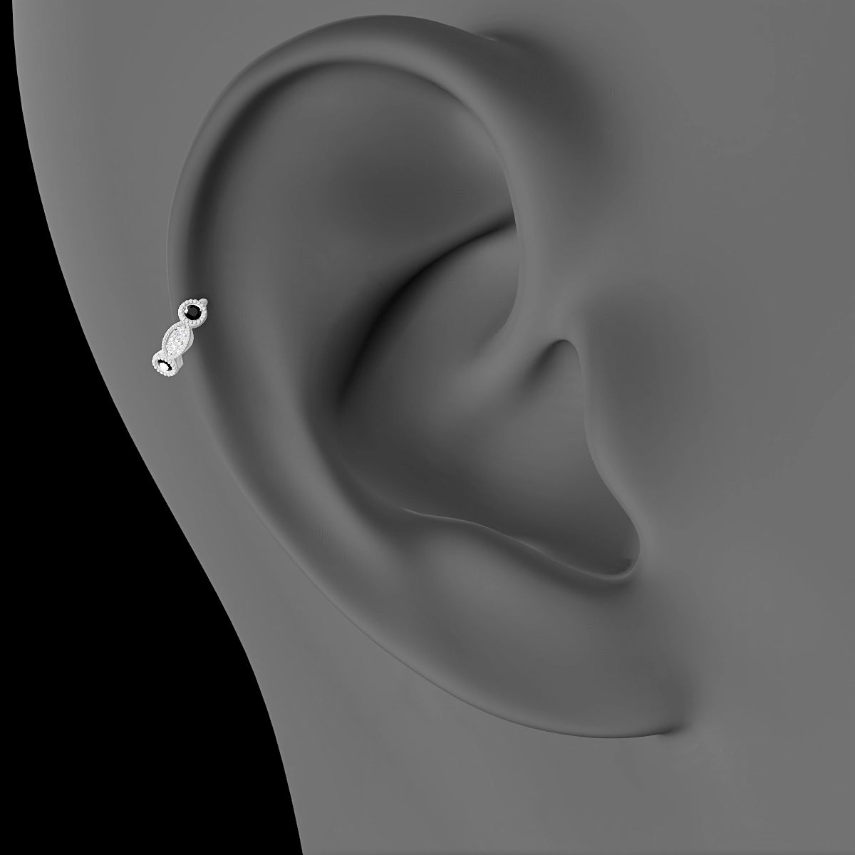 Camilla | 18k White Gold 5 mm Black Diamond & Diamond Hoop Piercing