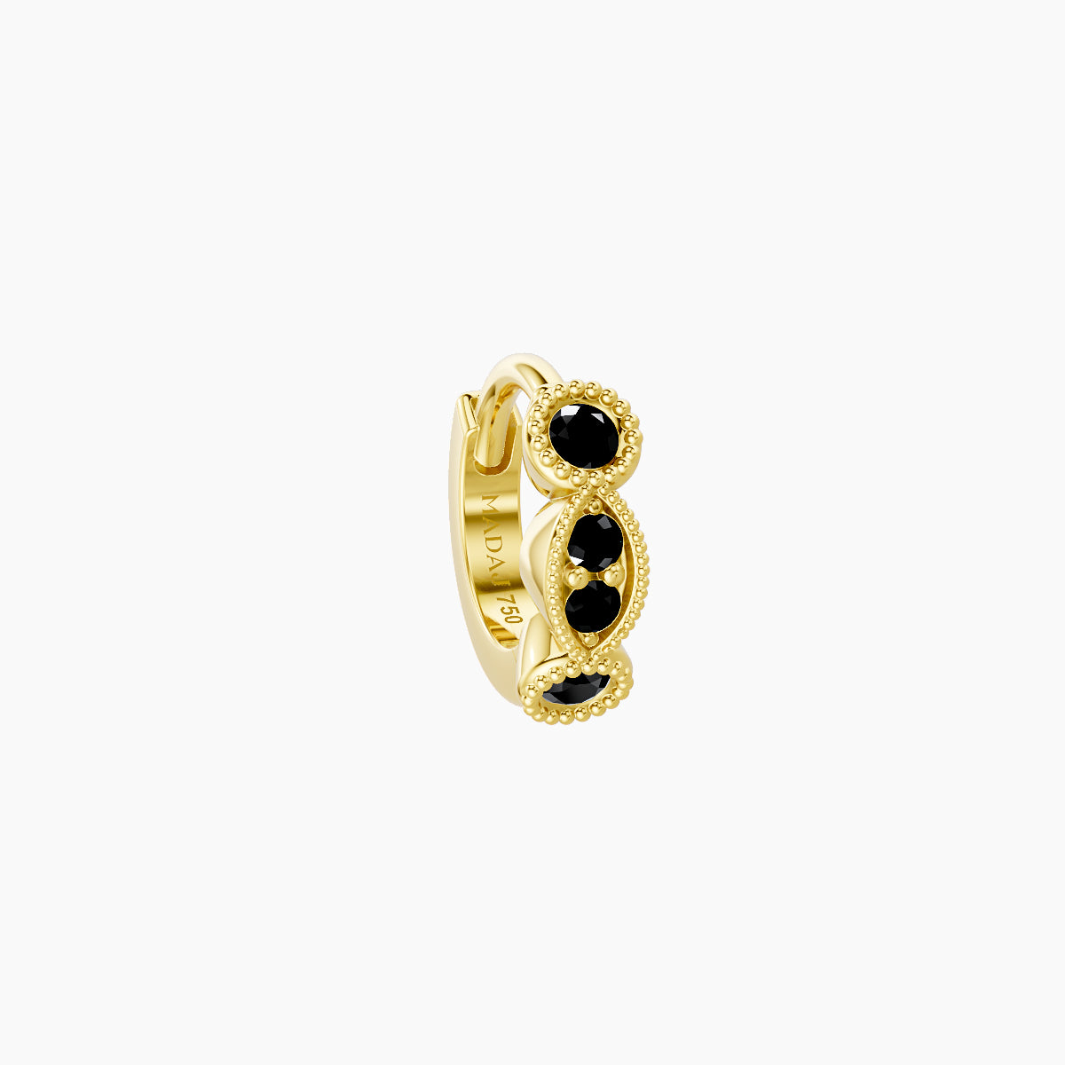 Camilla | 18k Yellow Gold 5 mm Black Diamond Hoop Piercing