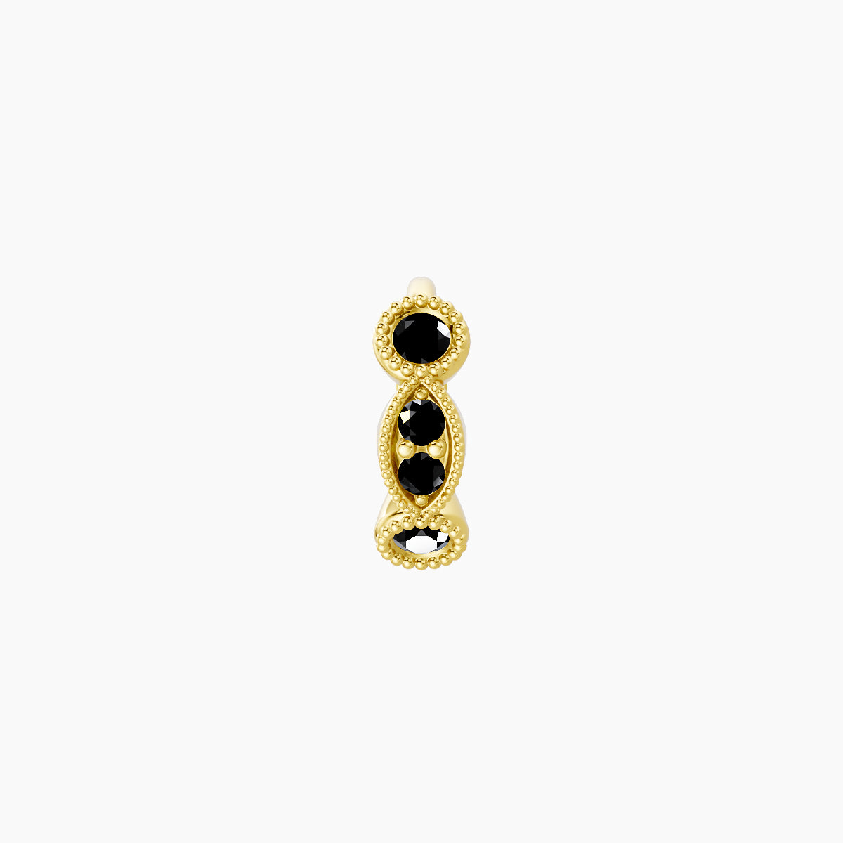 Camilla | 18k Yellow Gold 5 mm Black Diamond Hoop Piercing