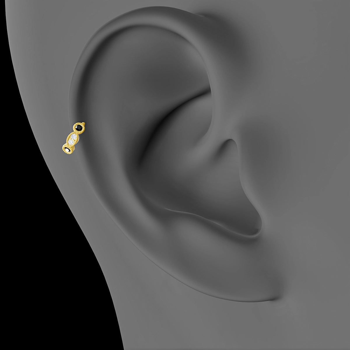 Camilla | 18k Yellow Gold 5 mm Black Diamond & Diamond Hoop Piercing