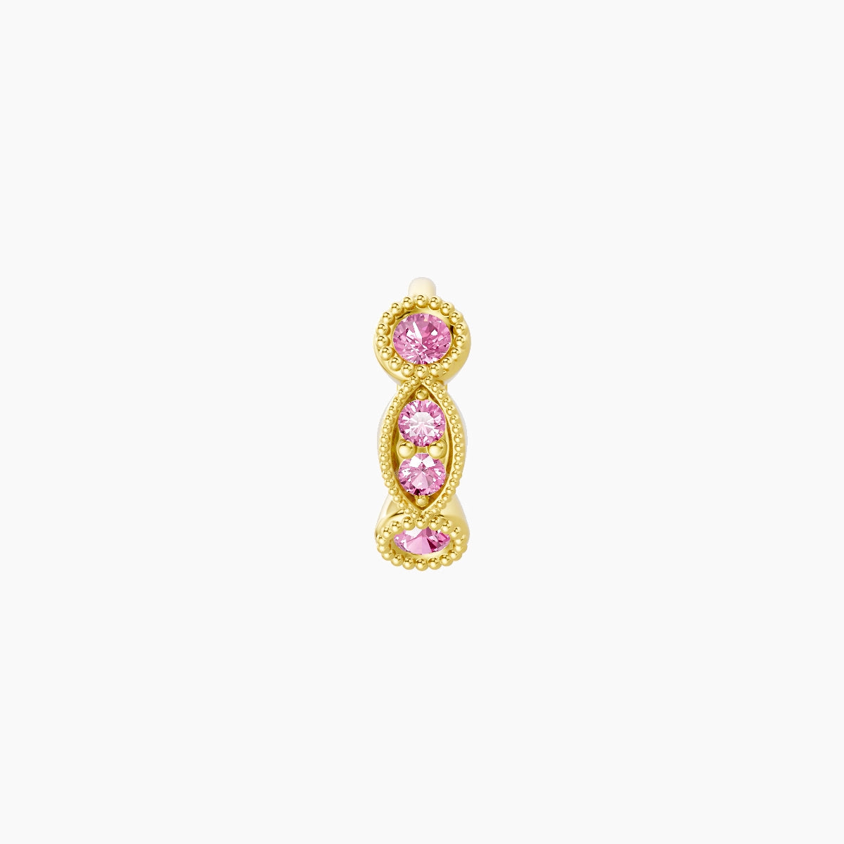 Camilla | 18k Yellow Gold 5 mm Pink Sapphire Hoop Piercing