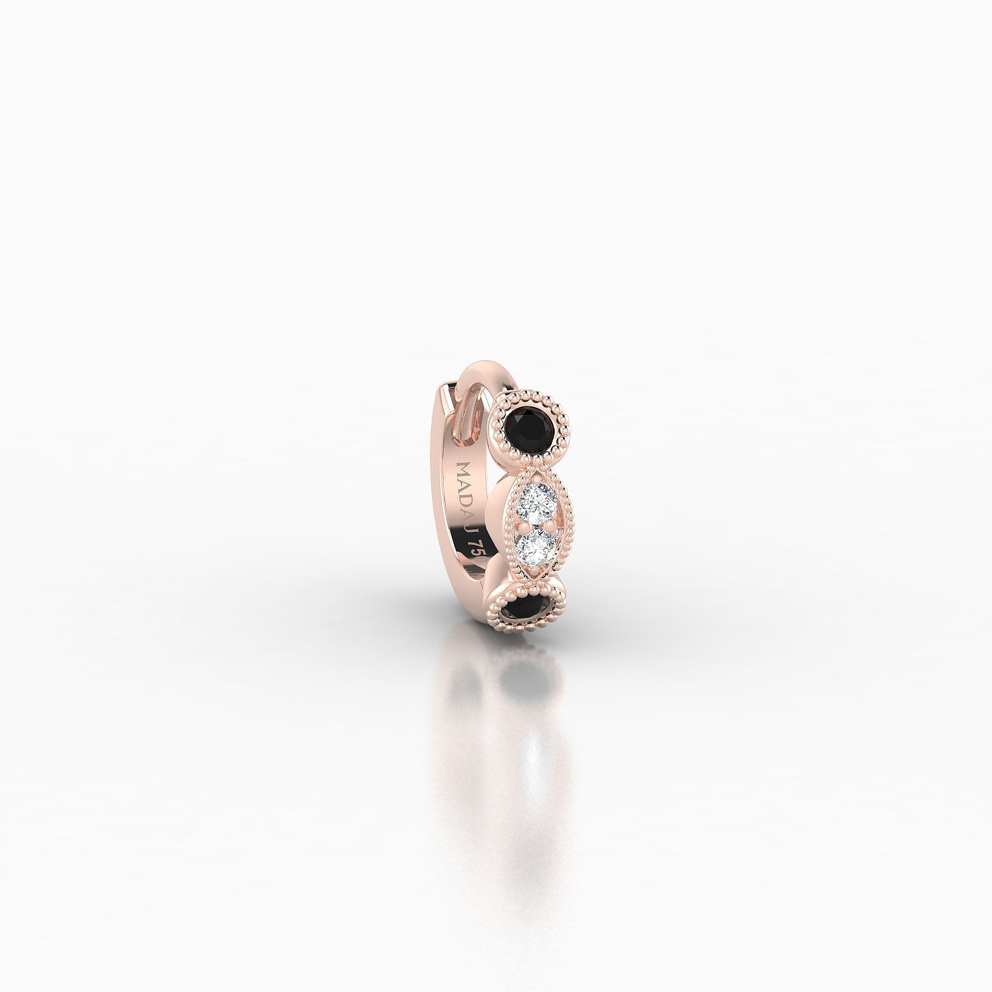 Camilla | 18k Rose Gold 5 mm Black Diamond & Diamond Hoop Piercing