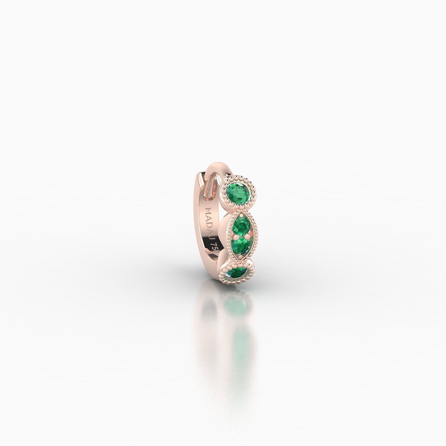 Camilla | 18k Rose Gold 5 mm Emerald Hoop Piercing