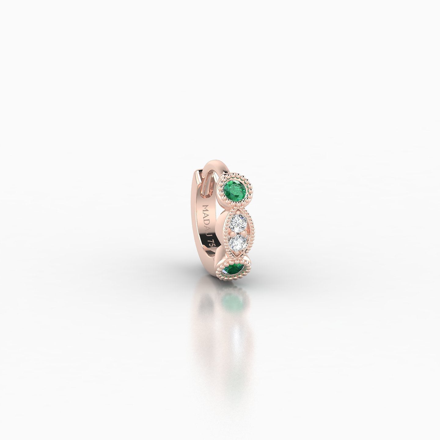 Camilla | 18k Rose Gold 5 mm Emerald & Diamond Hoop Piercing