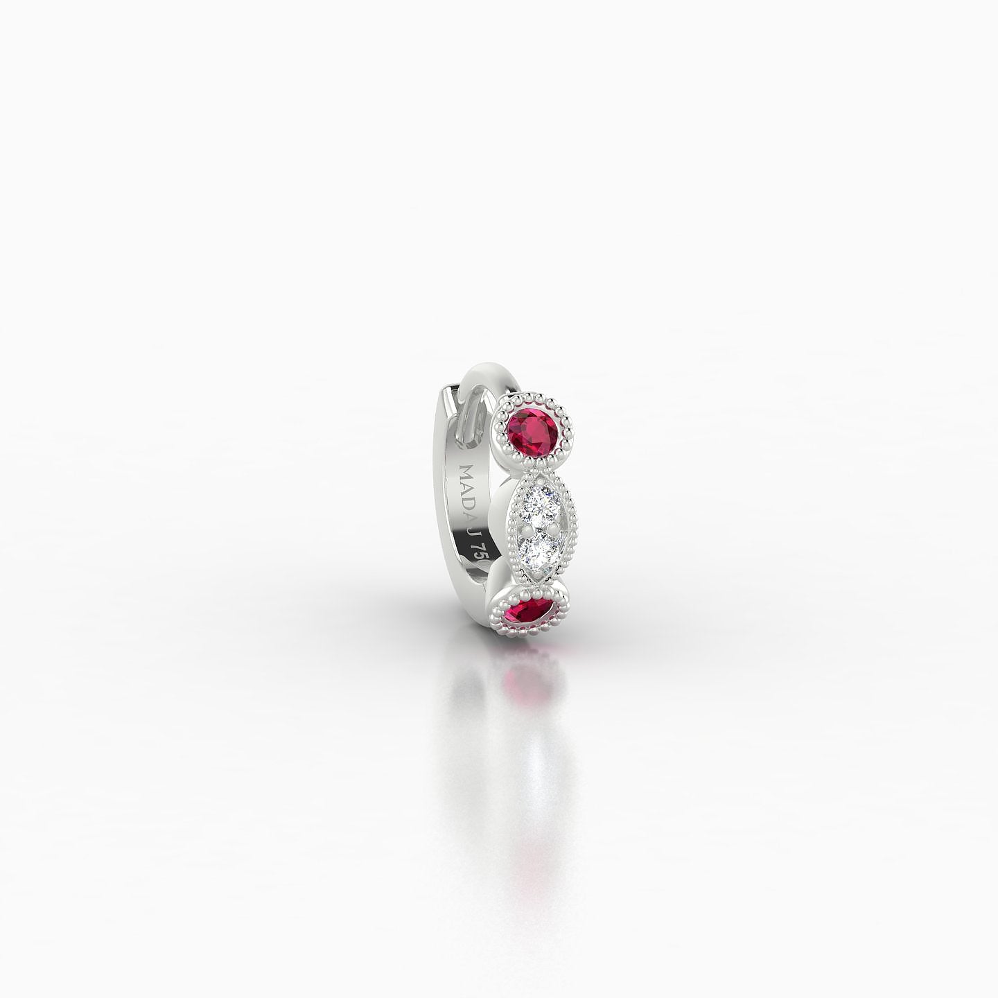 Camilla | 18k White Gold 5 mm Ruby & Diamond Hoop Piercing