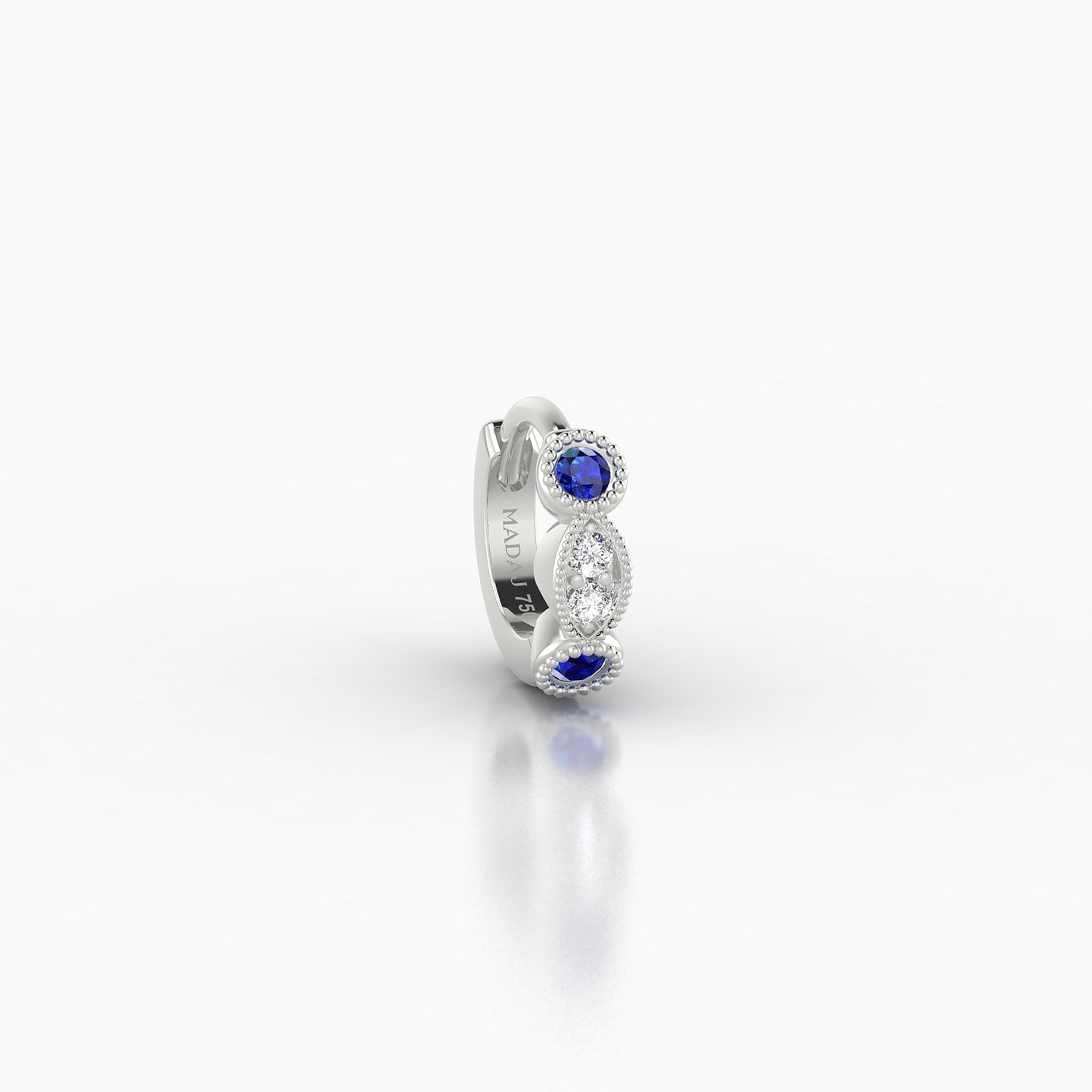 Camilla | 18k White Gold 5 mm Sapphire & Diamond Hoop Piercing