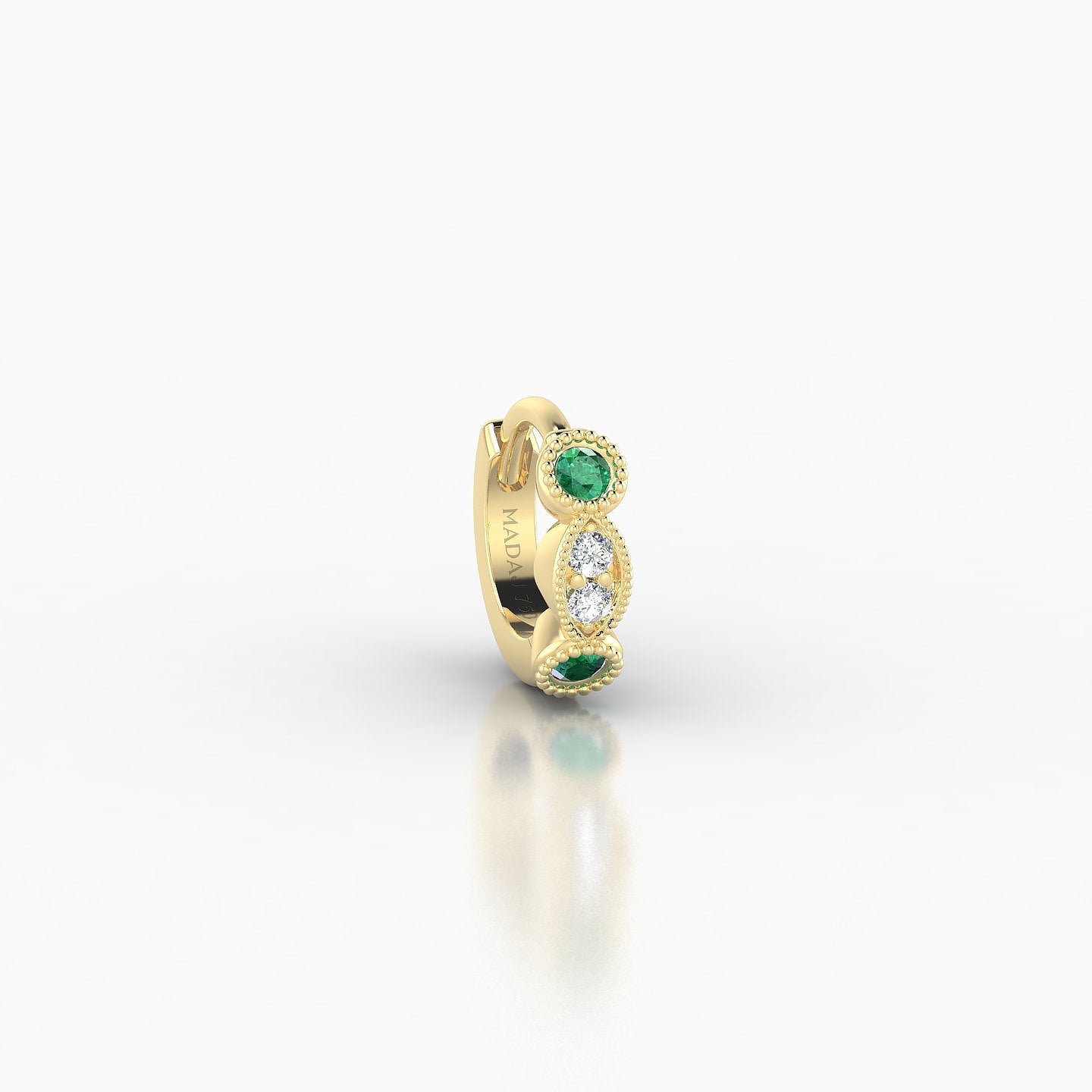 Camilla | 18k Yellow Gold 5 mm Emerald & Diamond Hoop Piercing