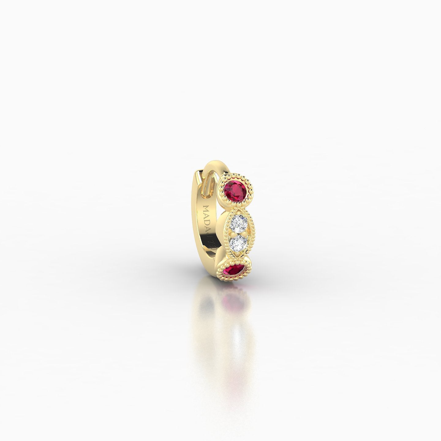 Camilla | 18k Yellow Gold 5 mm Ruby & Diamond Hoop Piercing