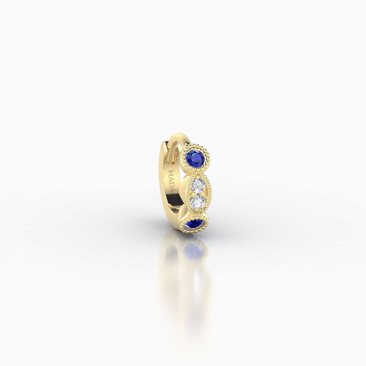 Camilla | 18k Yellow Gold 5 mm Sapphire & Diamond Hoop Piercing