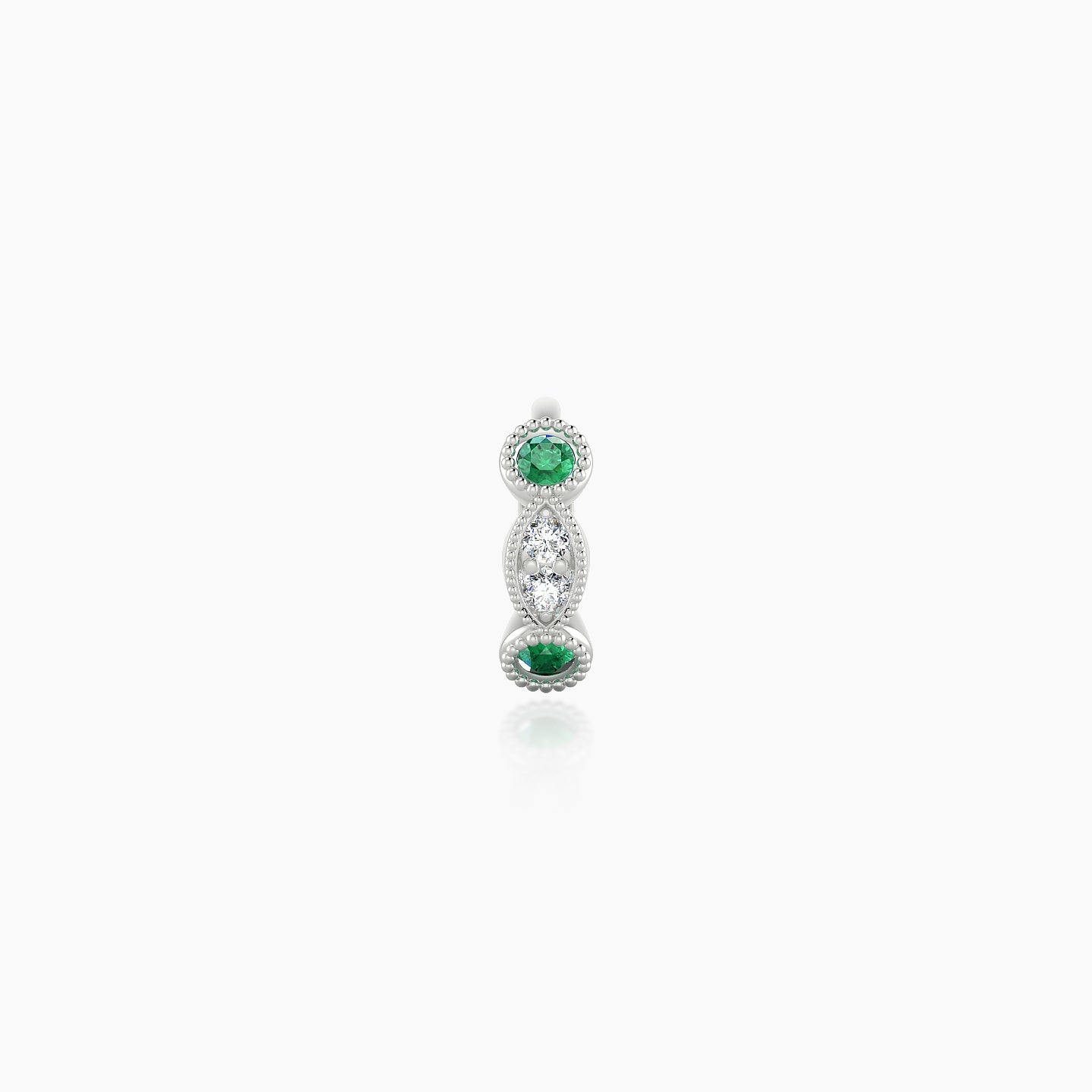 Camilla | 18k White Gold 5 mm Emerald & Diamond Hoop Piercing