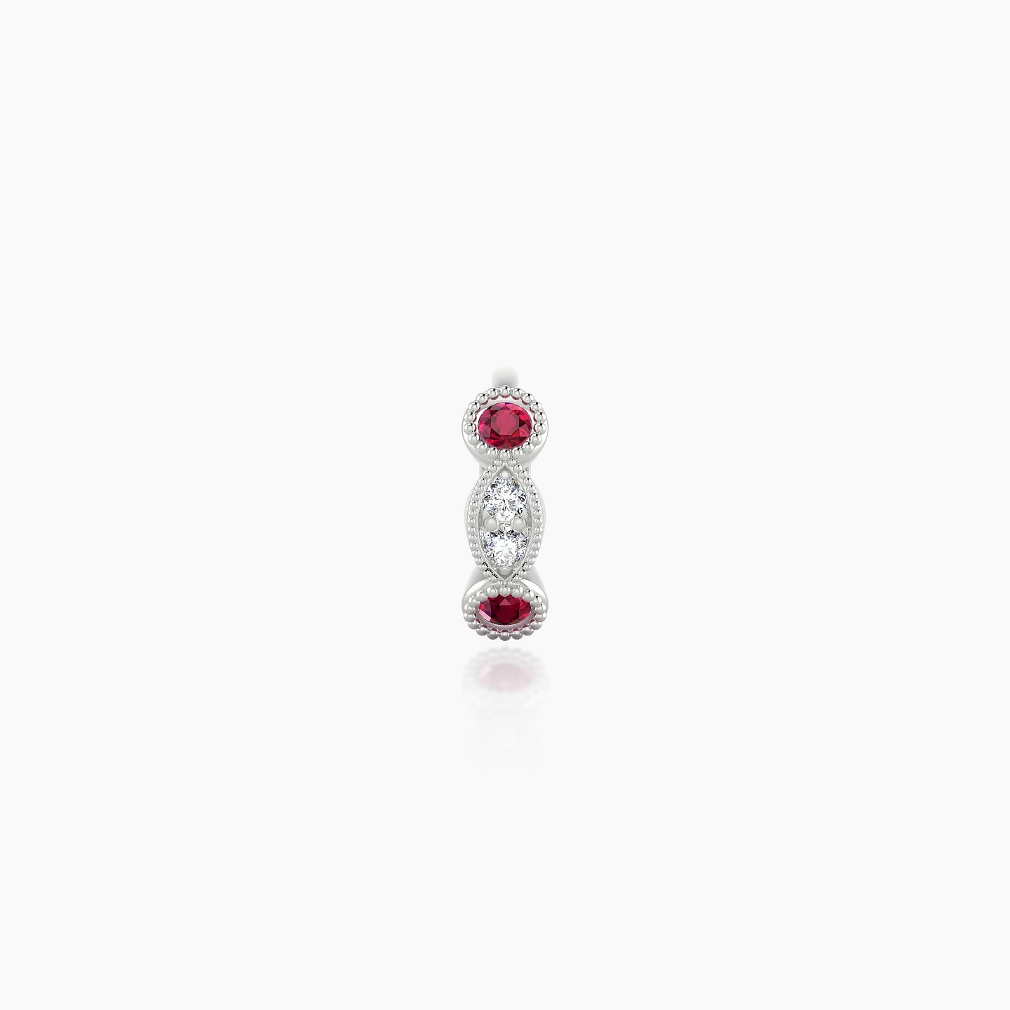 Camilla | 18k White Gold 5 mm Ruby & Diamond Hoop Piercing