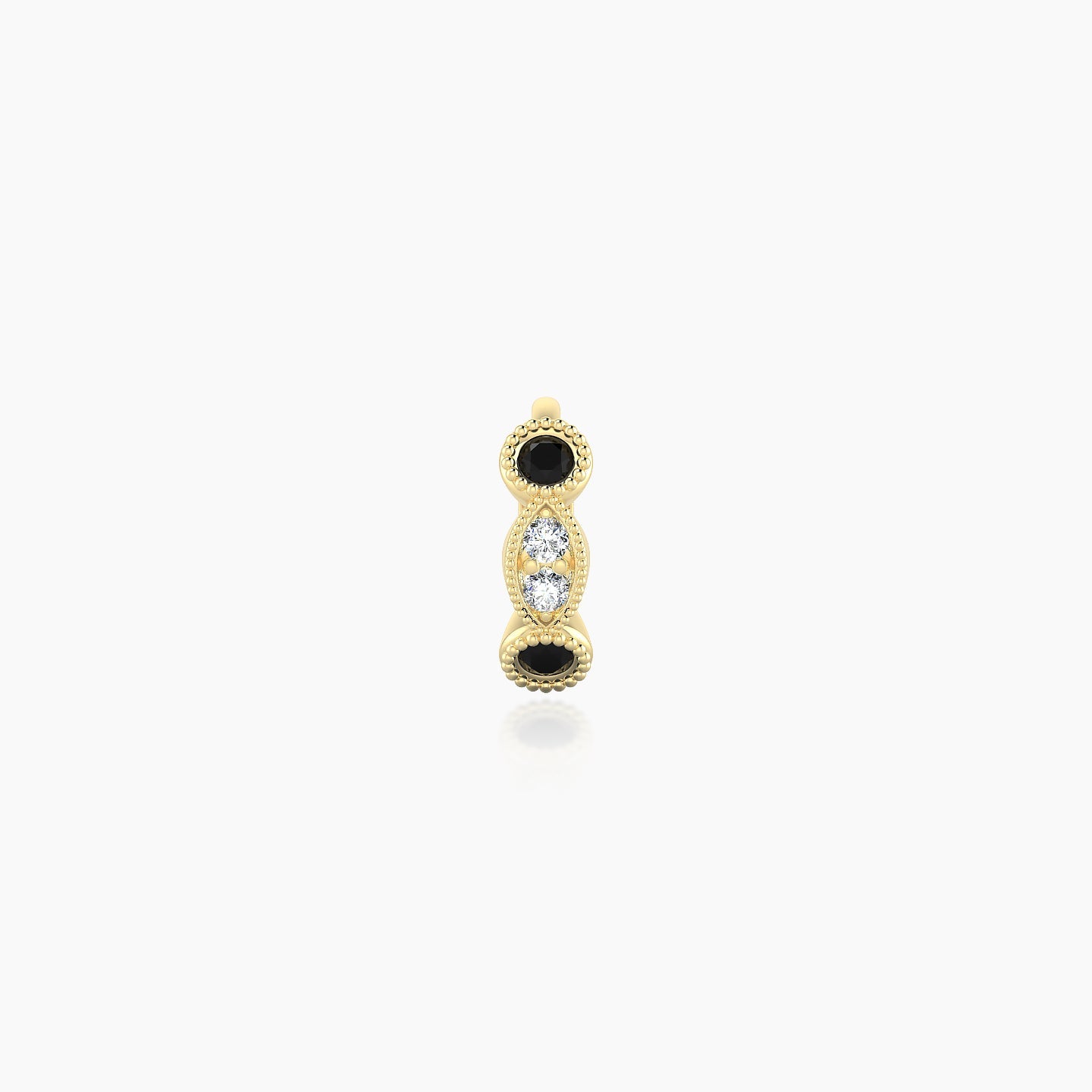 Camilla | 18k Yellow Gold 5 mm Black Diamond & Diamond Hoop Piercing