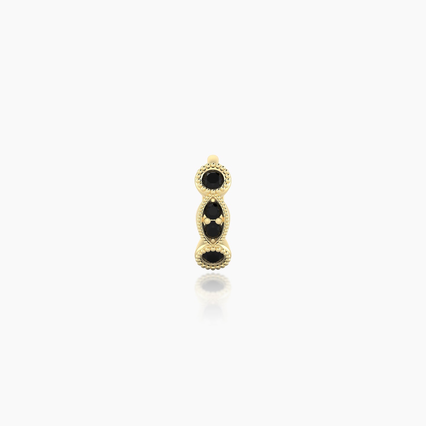 Camilla | 18k Yellow Gold 5 mm Black Diamond Hoop Piercing