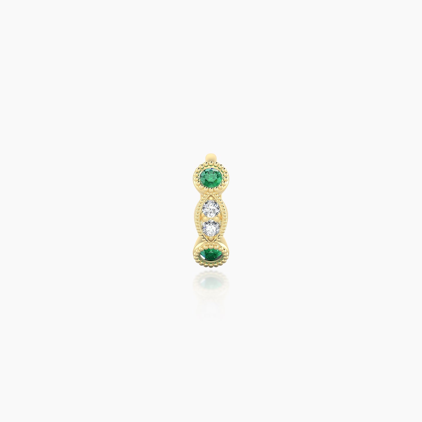 Camilla | 18k Yellow Gold 5 mm Emerald & Diamond Hoop Piercing