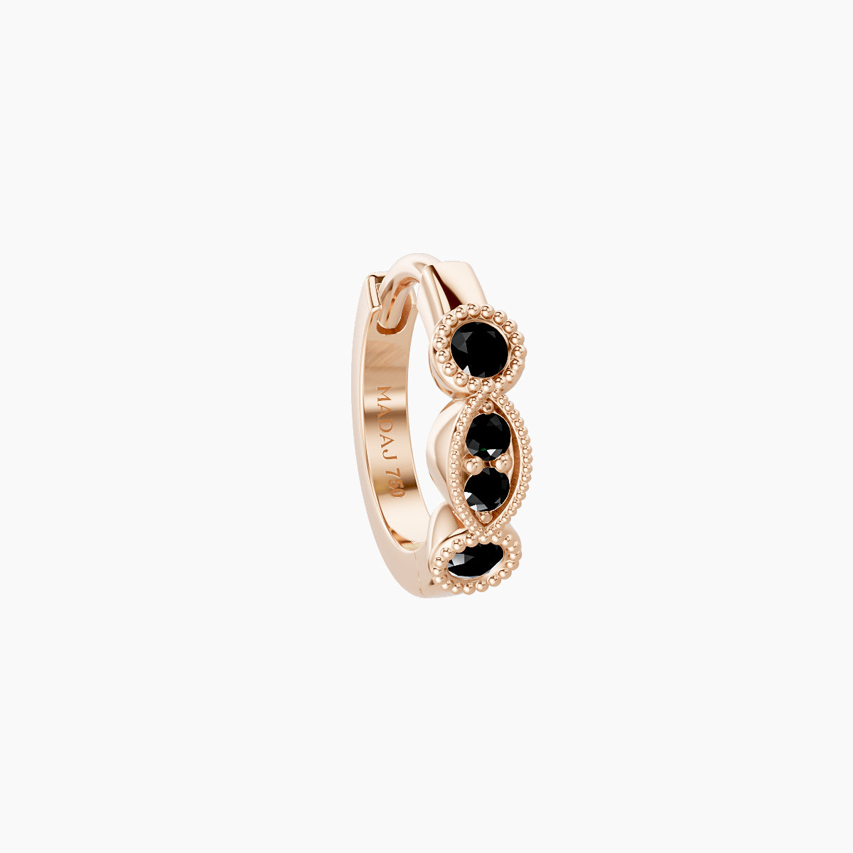Camilla | 18k Rose Gold 6.5 mm Black Diamond Hoop Piercing