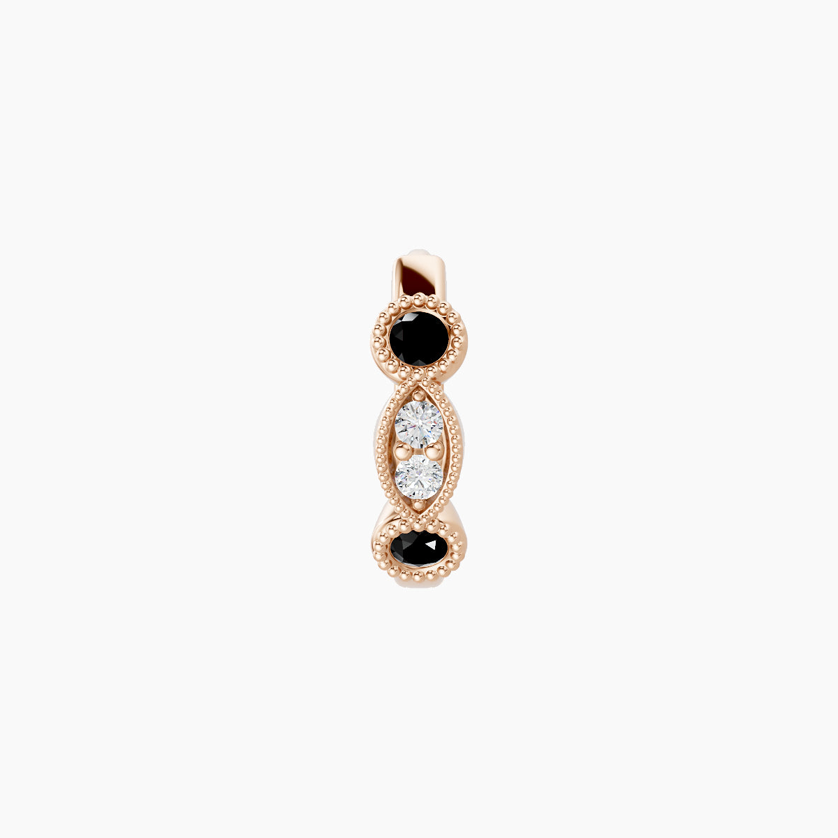 Camilla | 18k Rose Gold 6.5 mm Black Diamond & Diamond Hoop Piercing