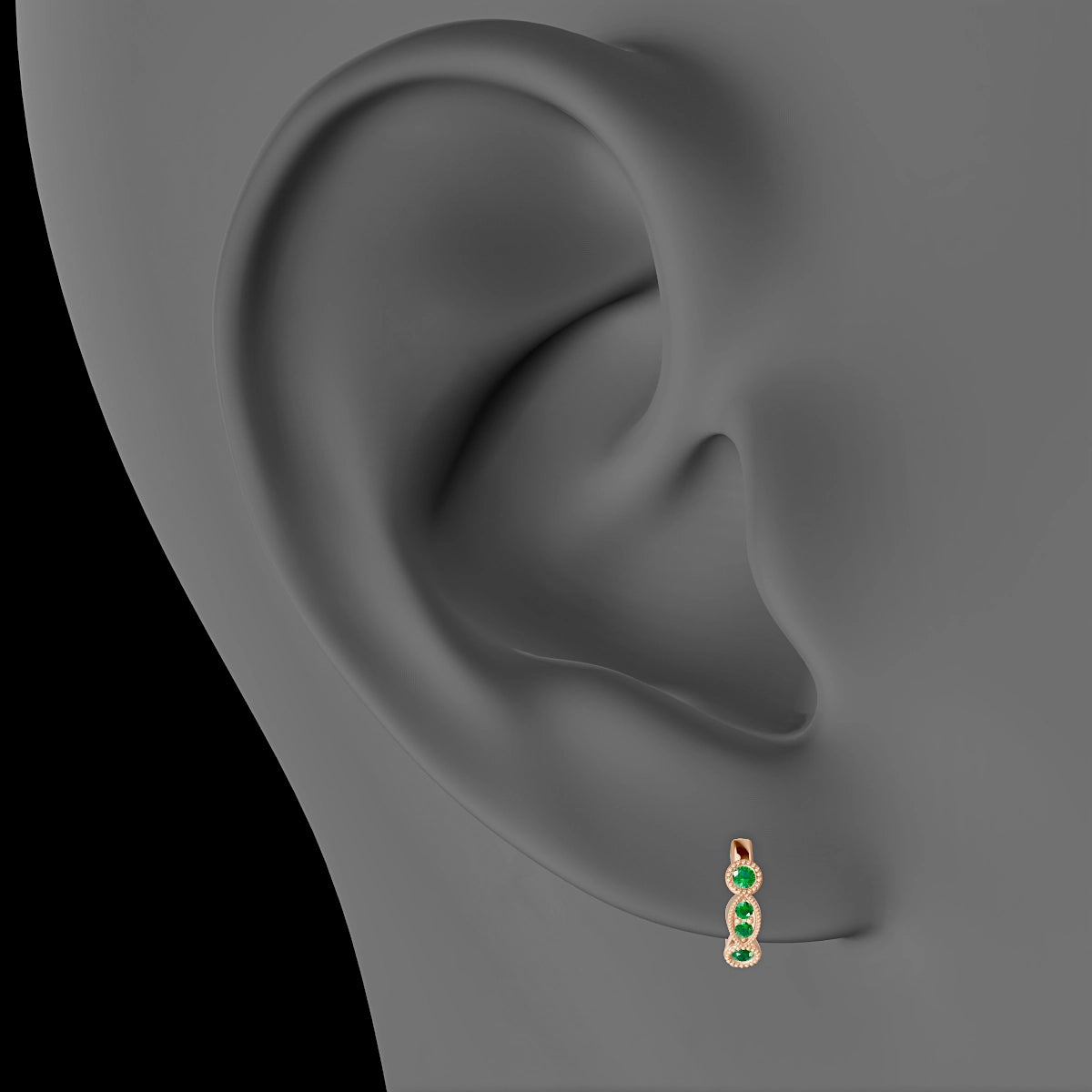 Camilla | 18k Rose Gold 6.5 mm Emerald Hoop Piercing