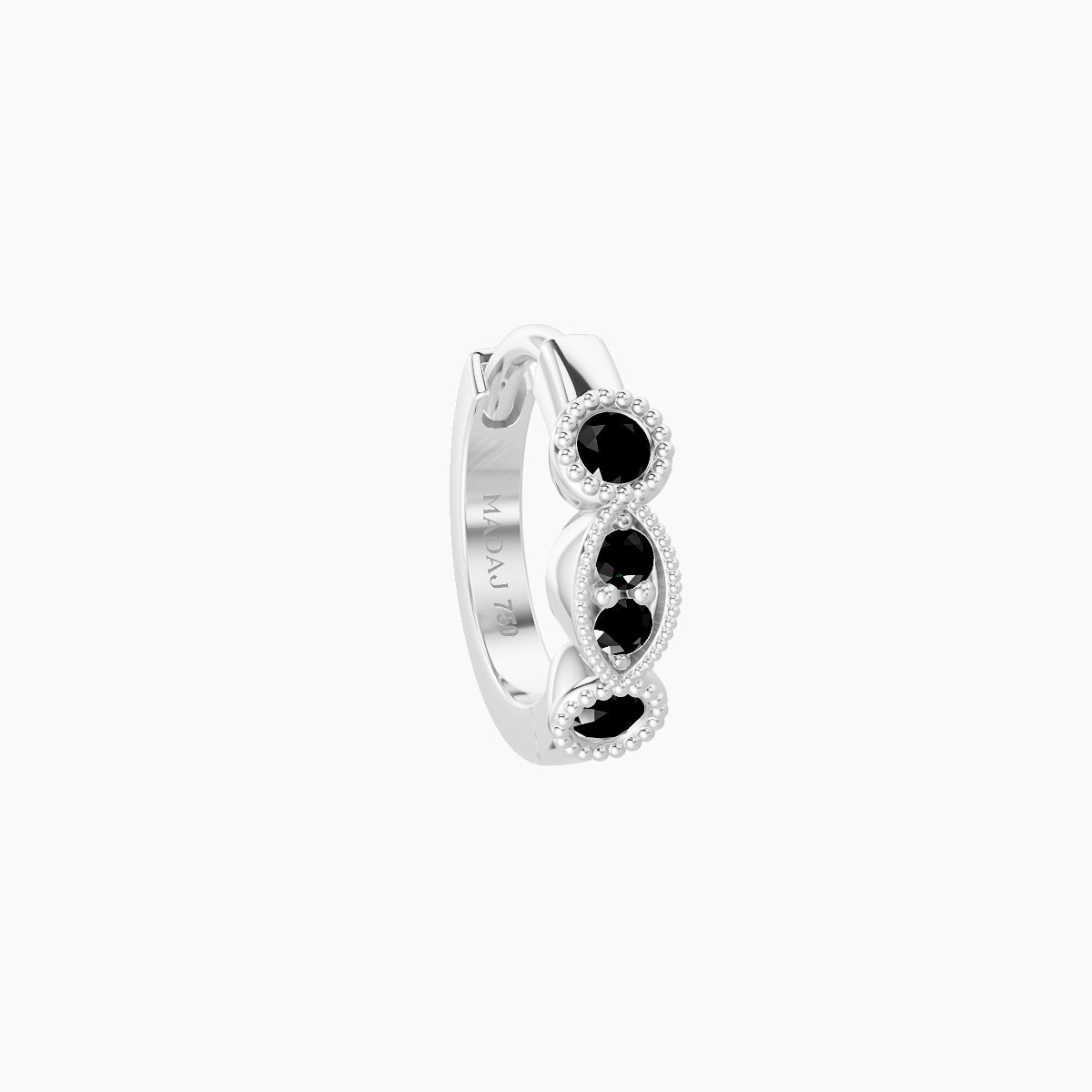 Camilla | 18k White Gold 6.5 mm Black Diamond Hoop Piercing