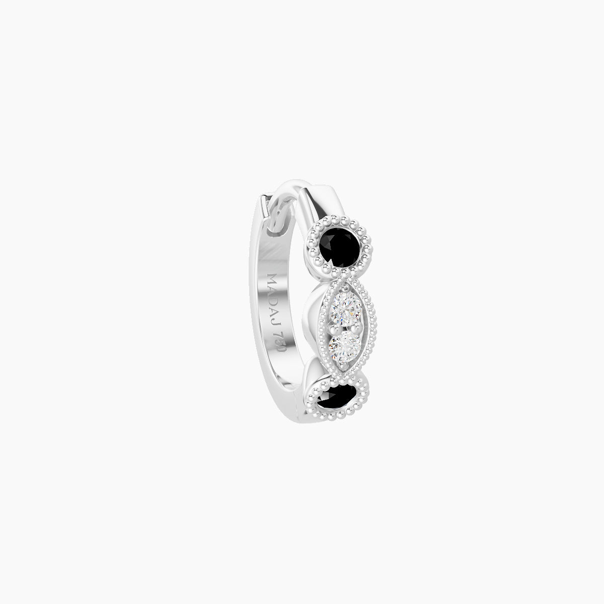 Camilla | 18k White Gold 6.5 mm Black Diamond & Diamond Hoop Piercing