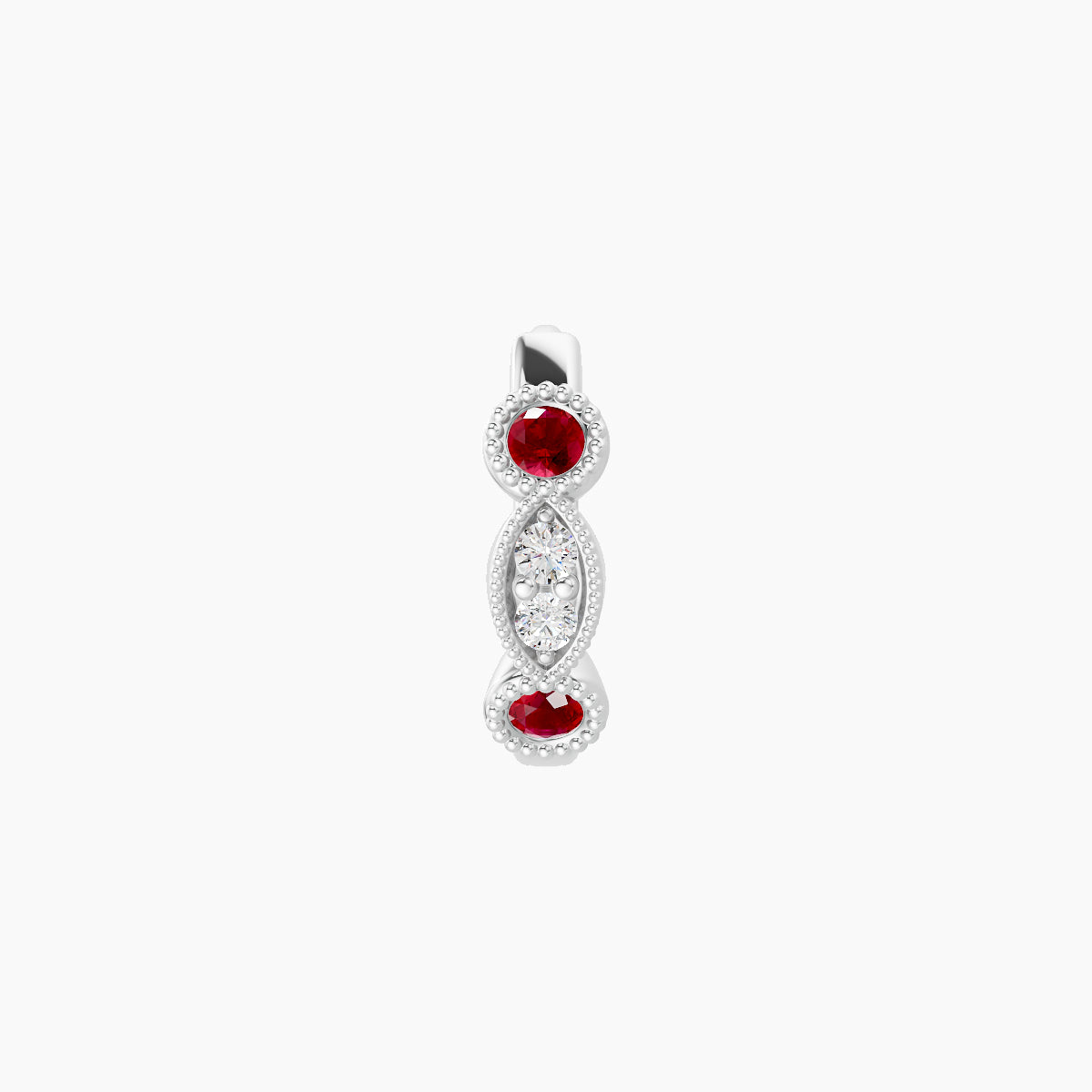 Camilla | 18k White Gold 6.5 mm Ruby & Diamond Hoop Piercing