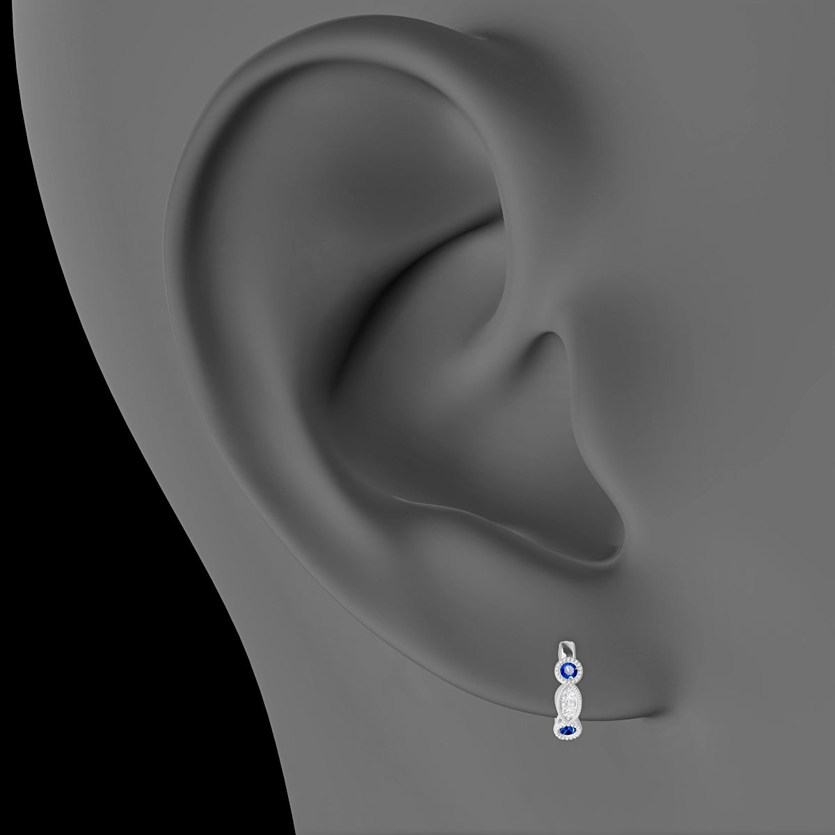 Camilla | 18k White Gold 6.5 mm Sapphire & Diamond Hoop Piercing