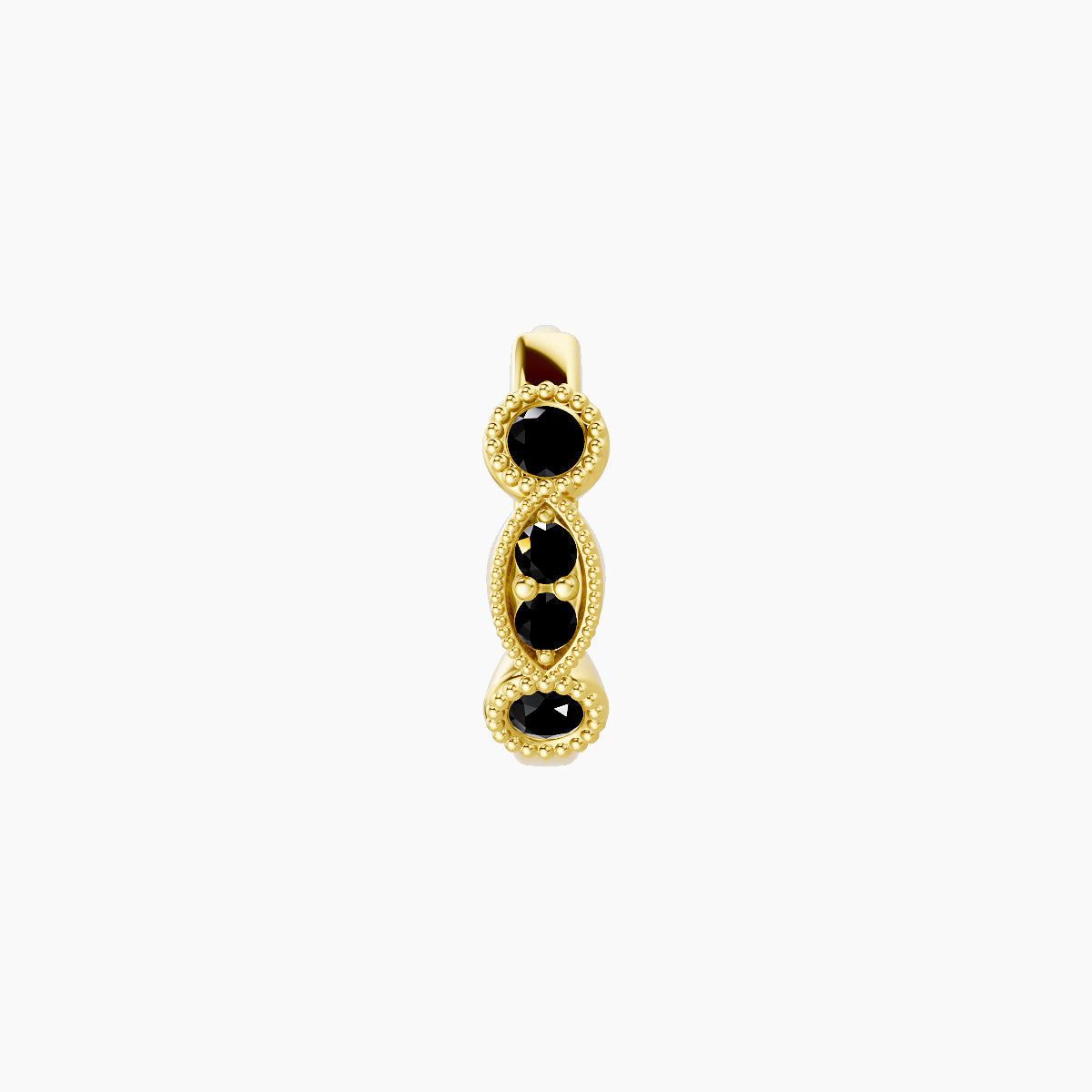 Camilla | 18k Yellow Gold 6.5 mm Black Diamond Hoop Piercing