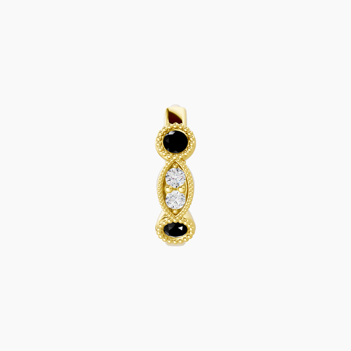 Camilla | 18k Yellow Gold 6.5 mm Black Diamond & Diamond Hoop Piercing