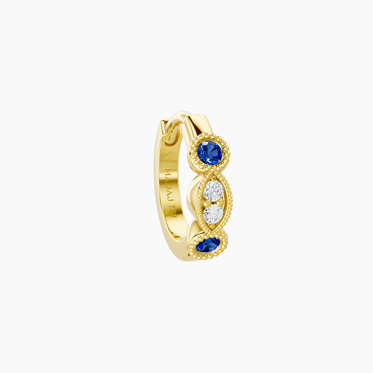 Camilla | 18k Yellow Gold 6.5 mm Sapphire & Diamond Hoop Piercing