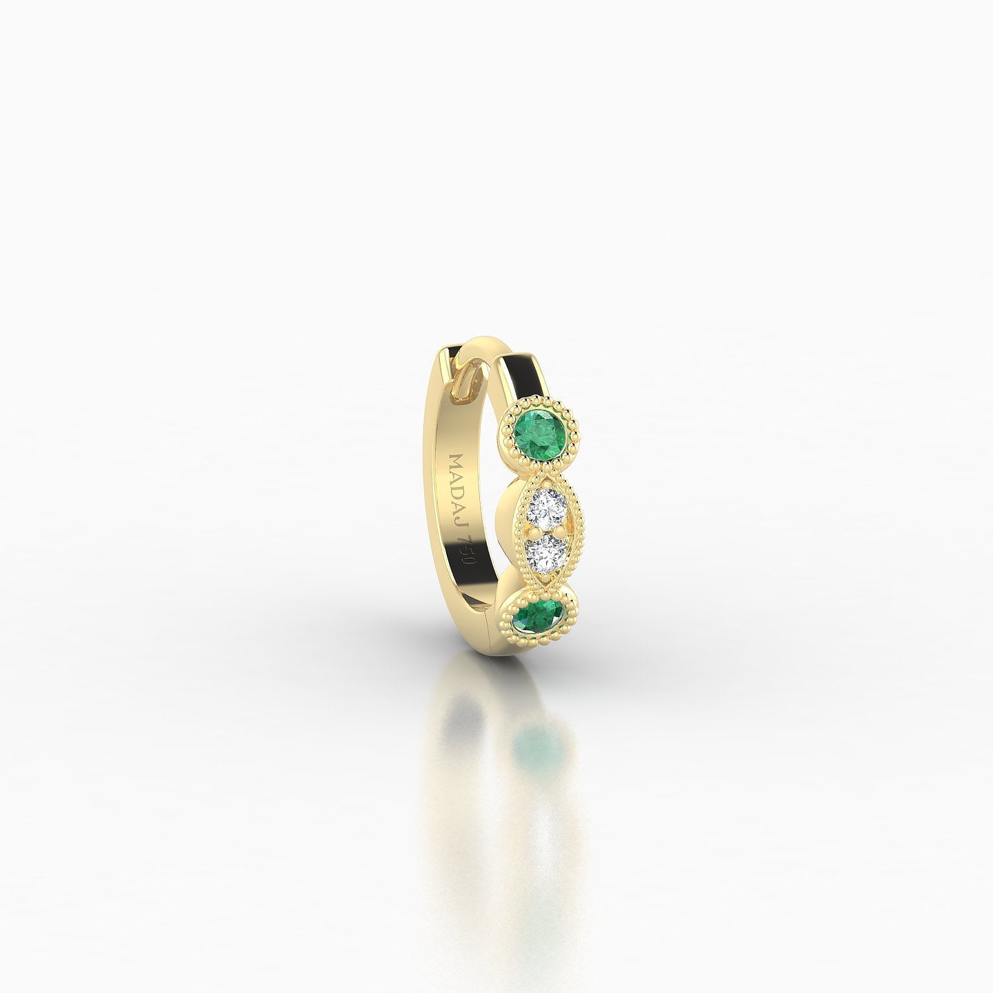 Camilla | 18k Yellow Gold 6.5 mm Emerald & Diamond Hoop Piercing