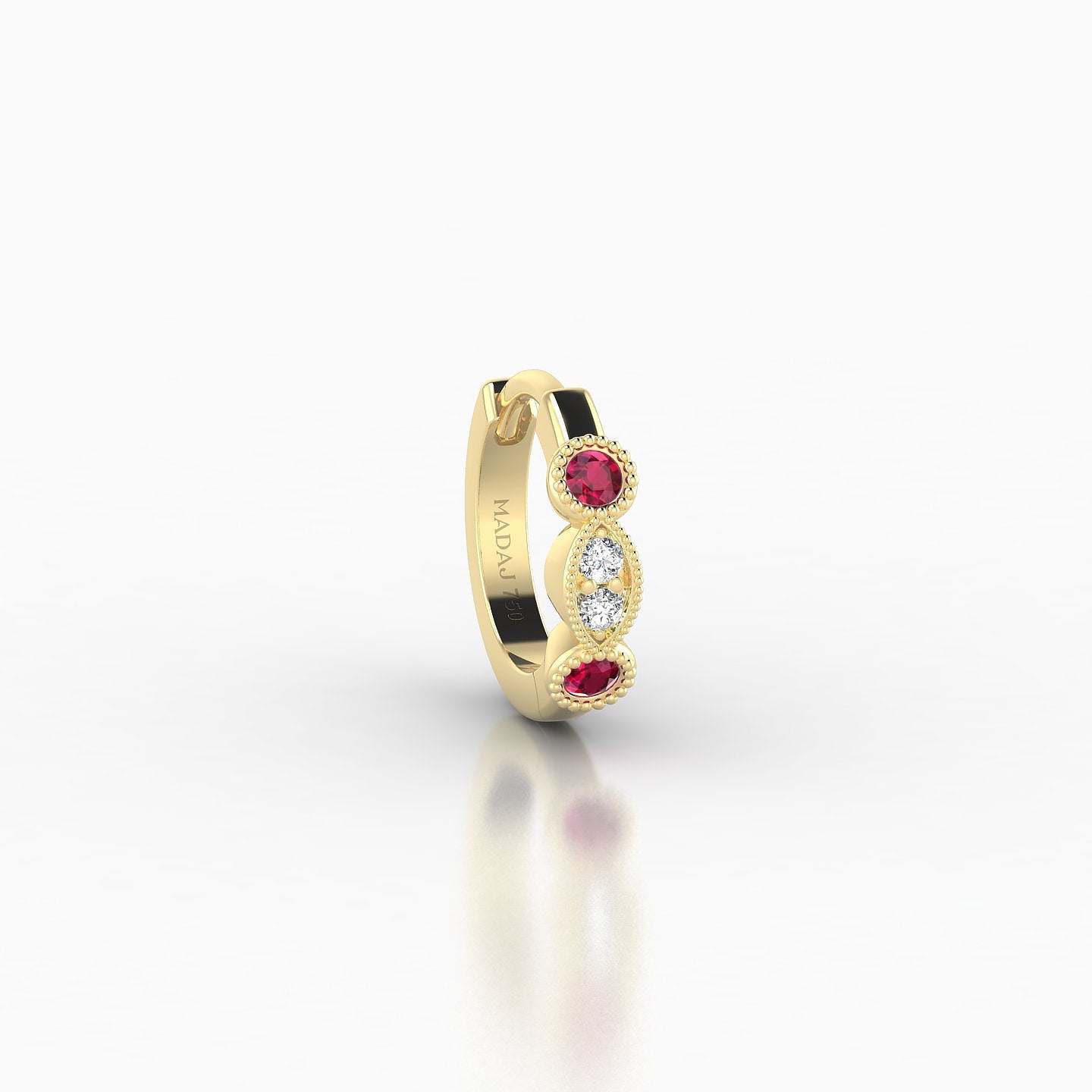 Camilla | 18k Yellow Gold 6.5 mm Ruby & Diamond Hoop Piercing