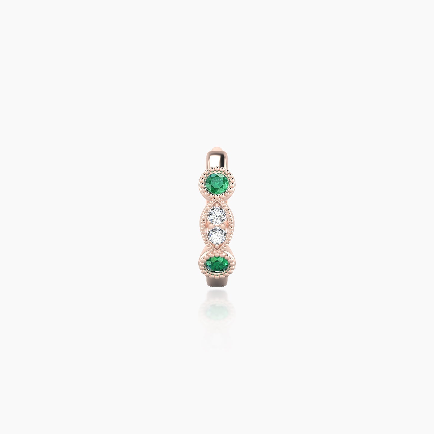 Camilla | 18k Rose Gold 6.5 mm Emerald & Diamond Hoop Piercing