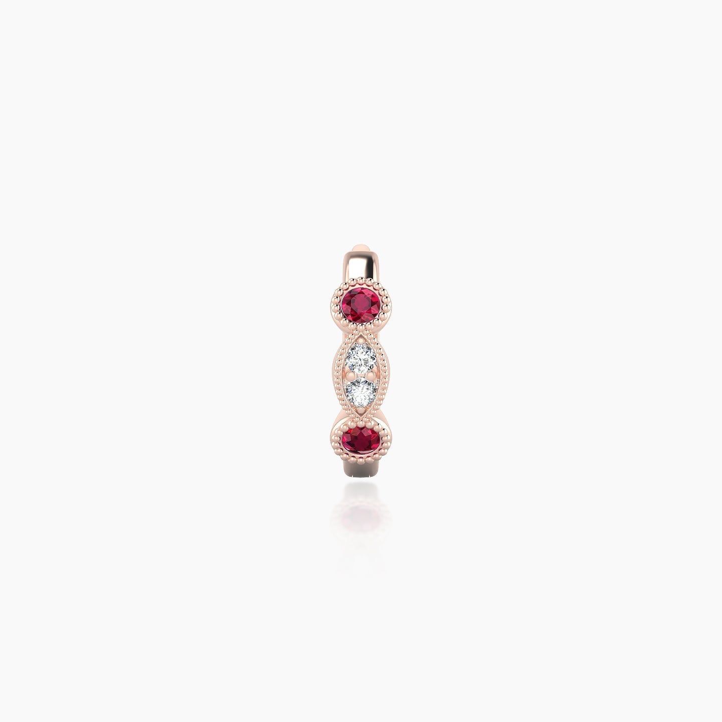 Camilla | 18k Rose Gold 6.5 mm Ruby & Diamond Hoop Piercing