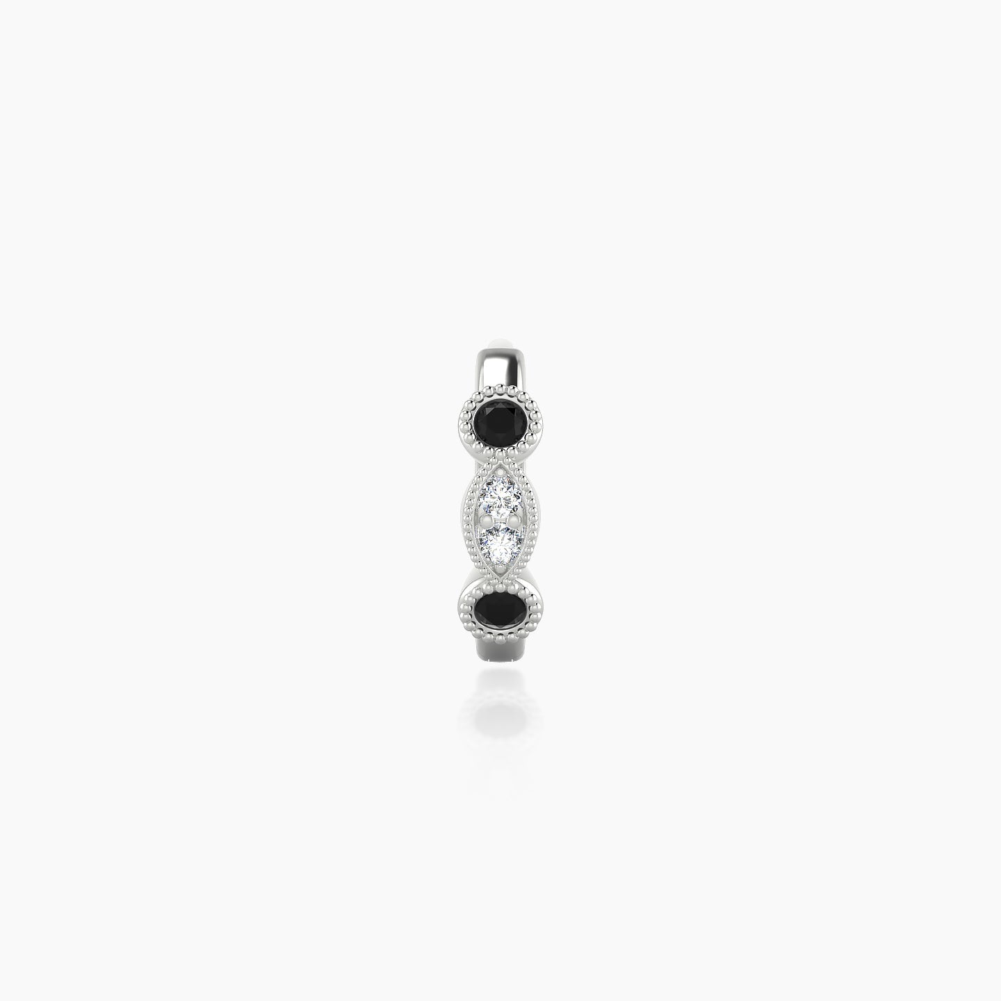 Camilla | 18k White Gold 6.5 mm Black Diamond & Diamond Hoop Piercing