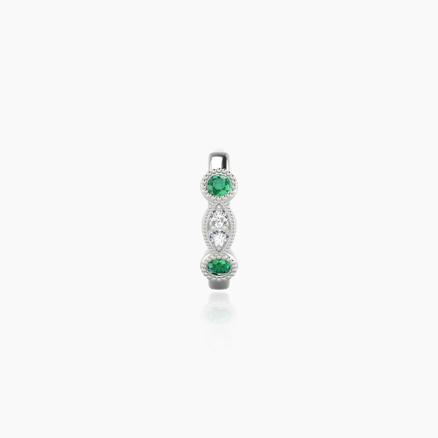 Camilla | 18k White Gold 6.5 mm Emerald & Diamond Hoop Piercing