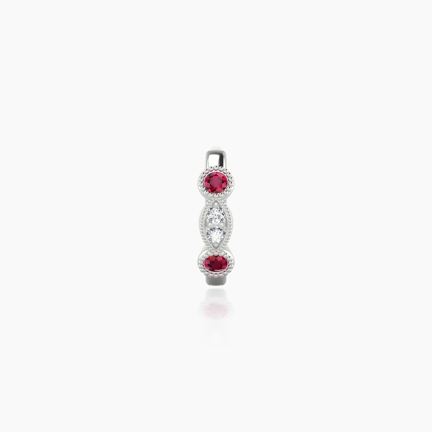 Camilla | 18k White Gold 6.5 mm Ruby & Diamond Hoop Piercing