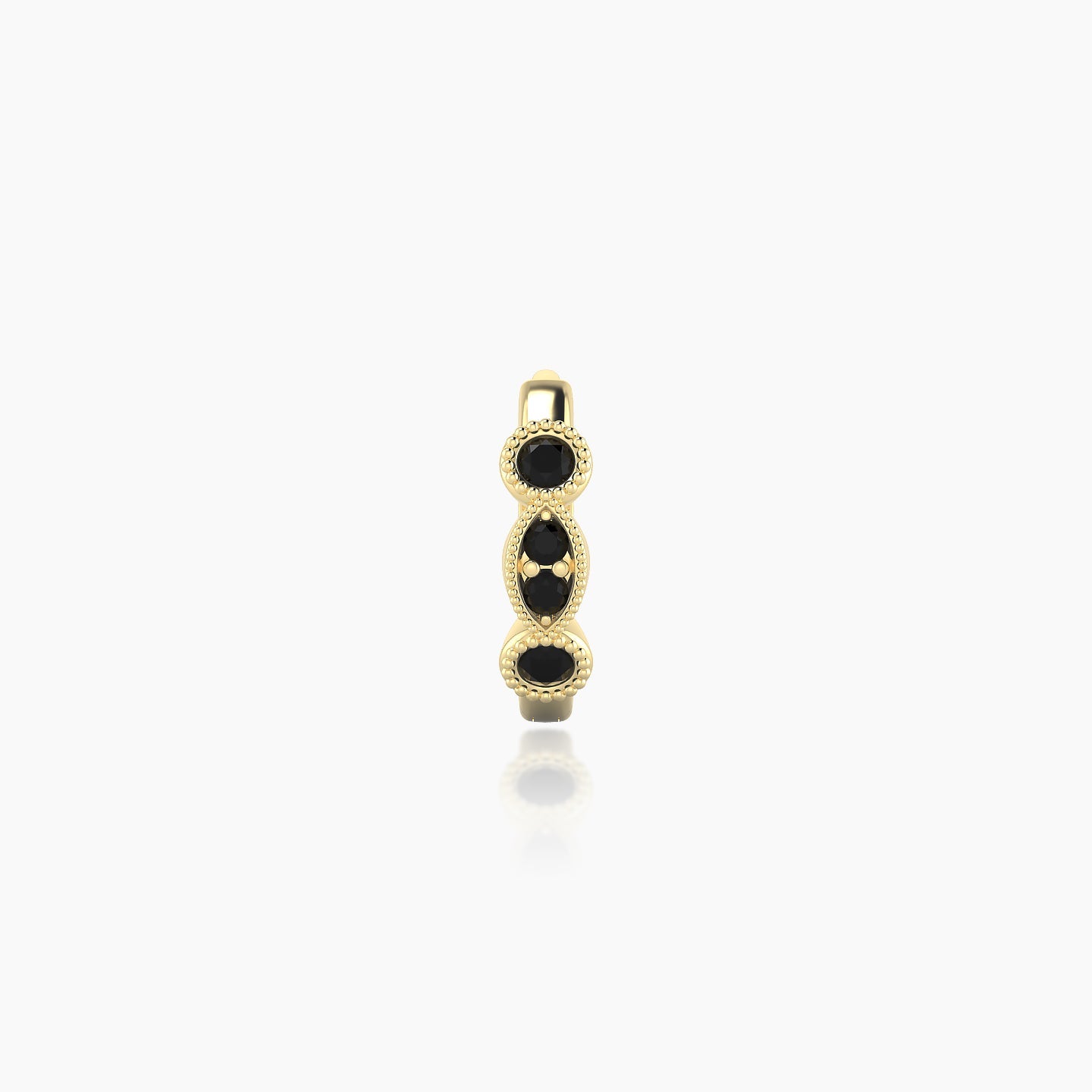 Camilla | 18k Yellow Gold 6.5 mm Black Diamond Hoop Piercing