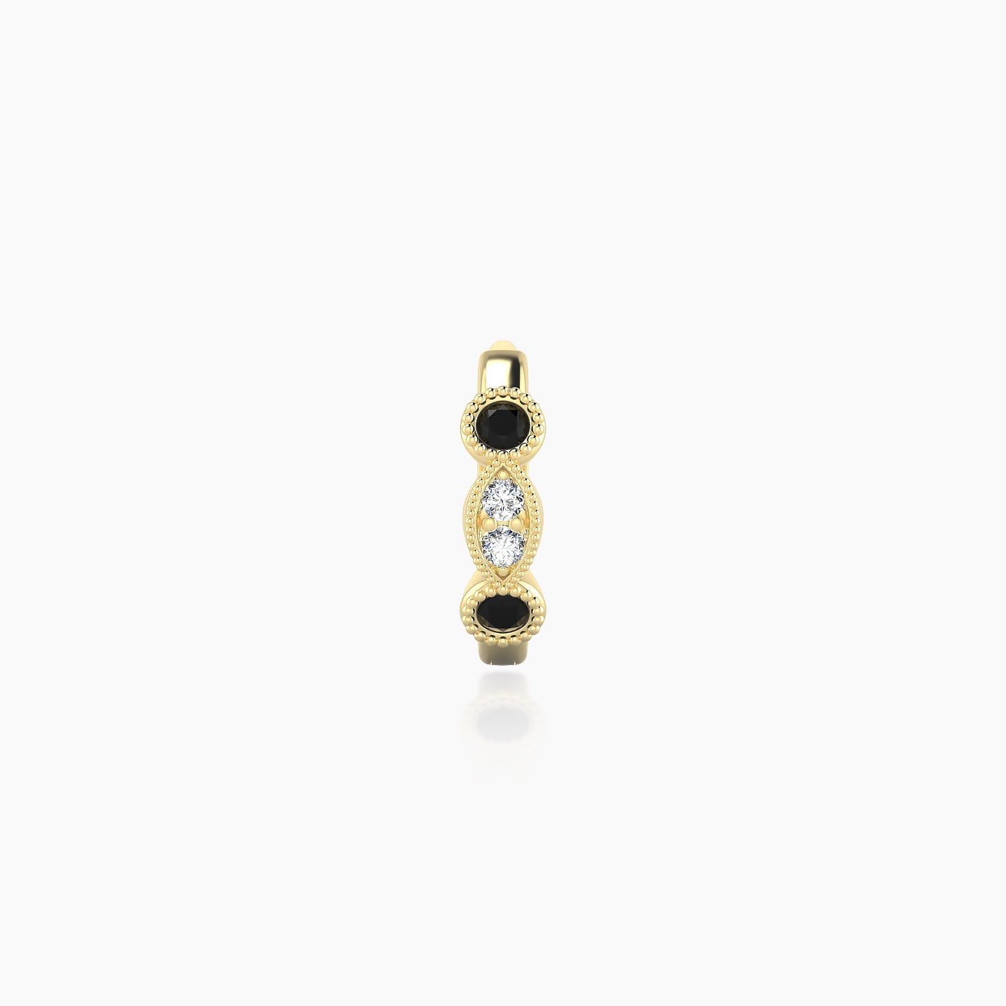 Camilla | 18k Yellow Gold 6.5 mm Black Diamond & Diamond Hoop Piercing