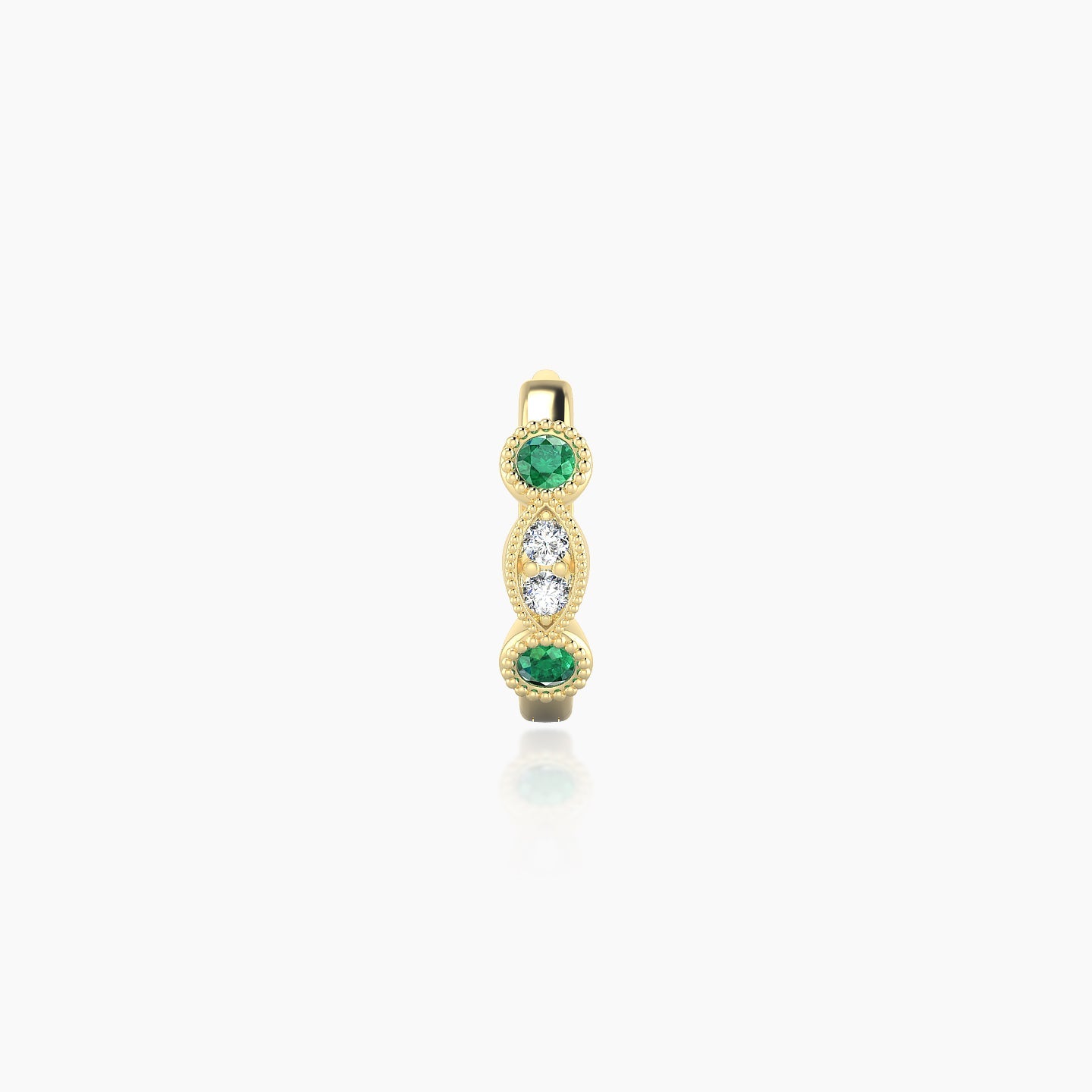 Camilla | 18k Yellow Gold 6.5 mm Emerald & Diamond Hoop Piercing