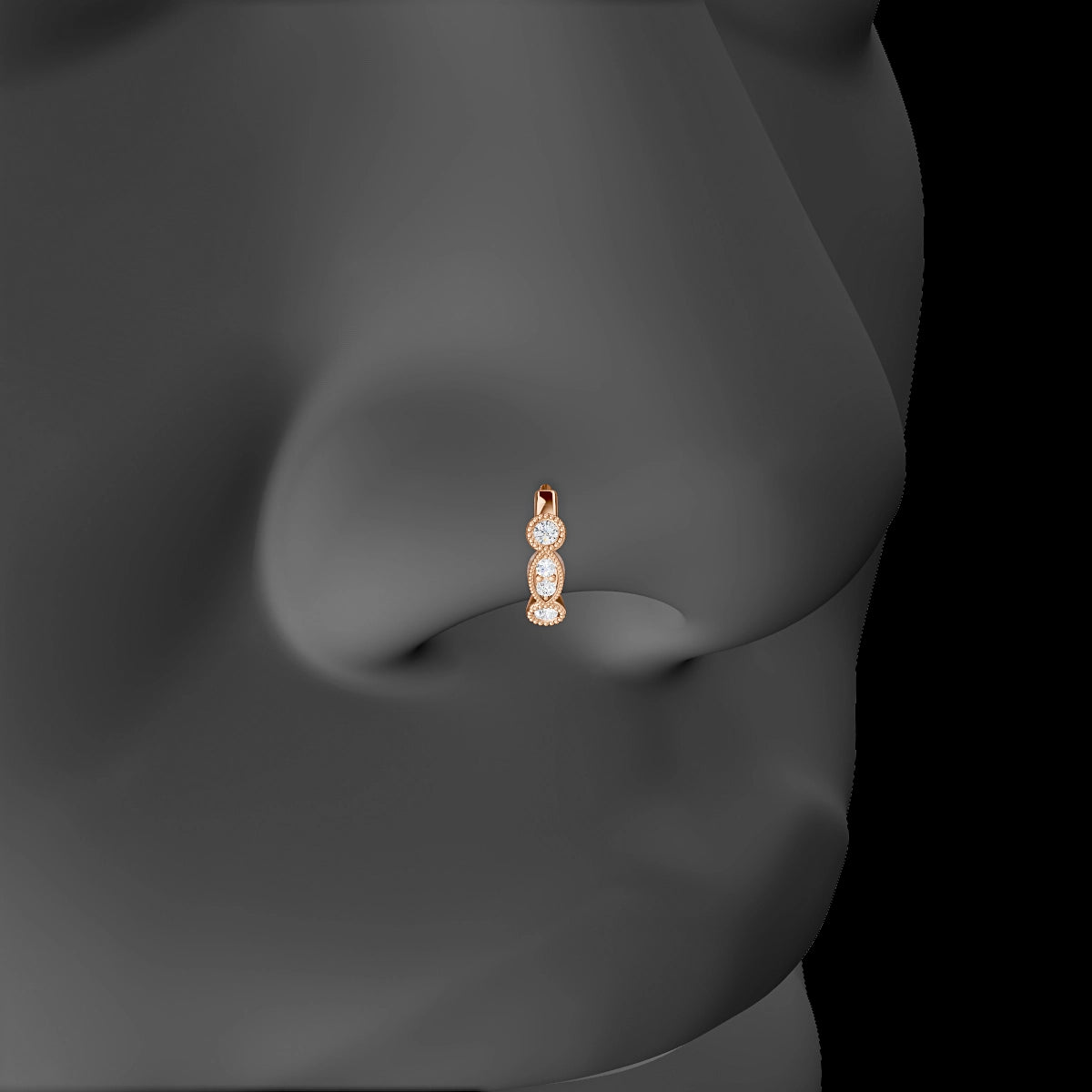 Camilla | 18k Rose Gold 6.5 mm Diamond Nose Ring Piercing