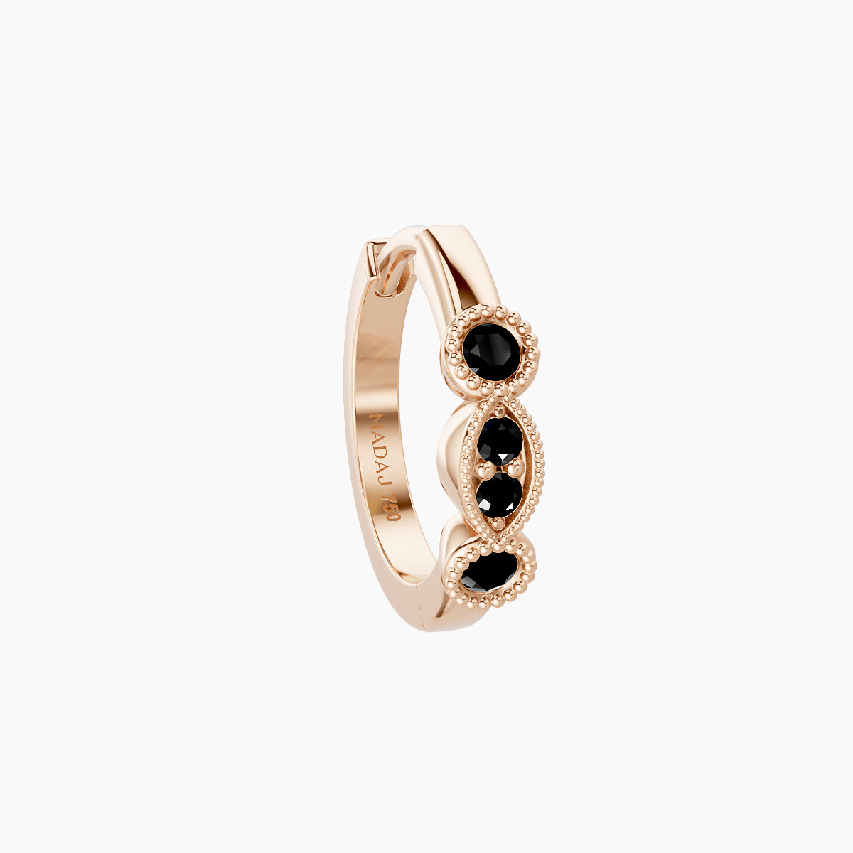 Camilla | 18k Rose Gold 8 mm Black Diamond Hoop Piercing