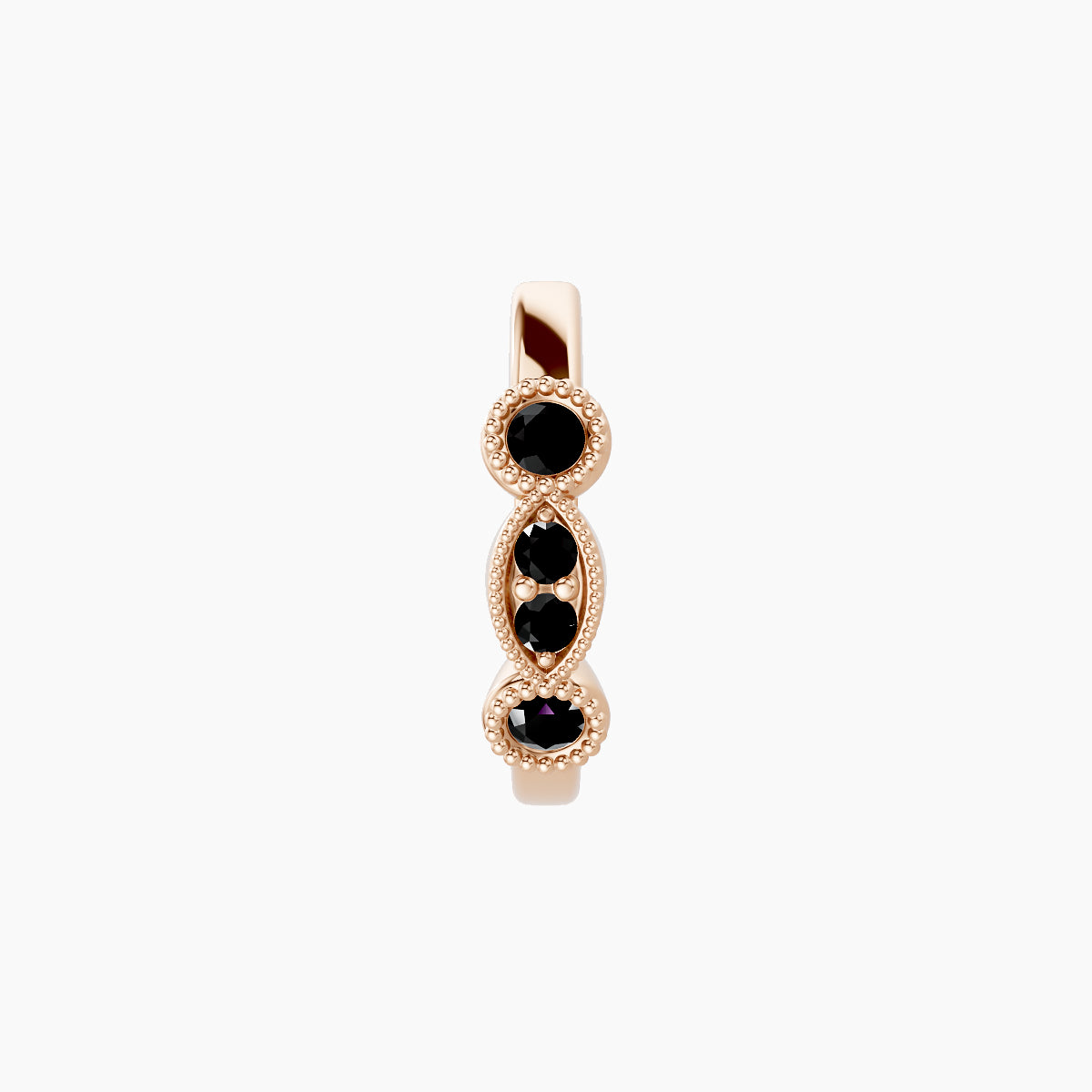 Camilla | 18k Rose Gold 8 mm Black Diamond Hoop Piercing