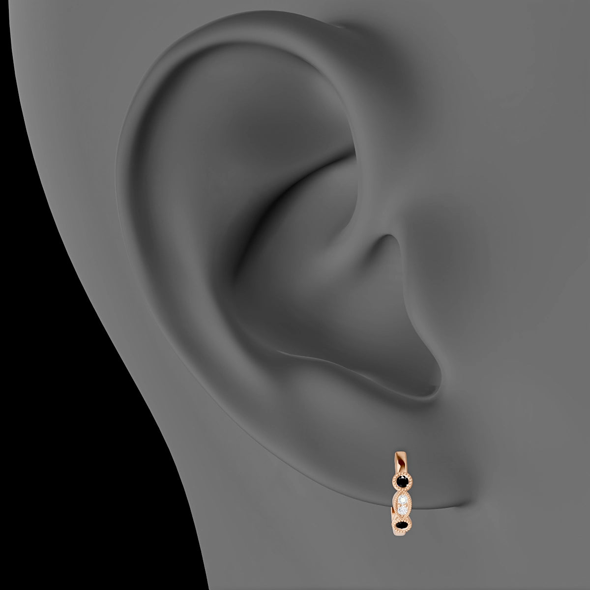 Camilla | 18k Rose Gold 8 mm Black Diamond & Diamond Hoop Piercing
