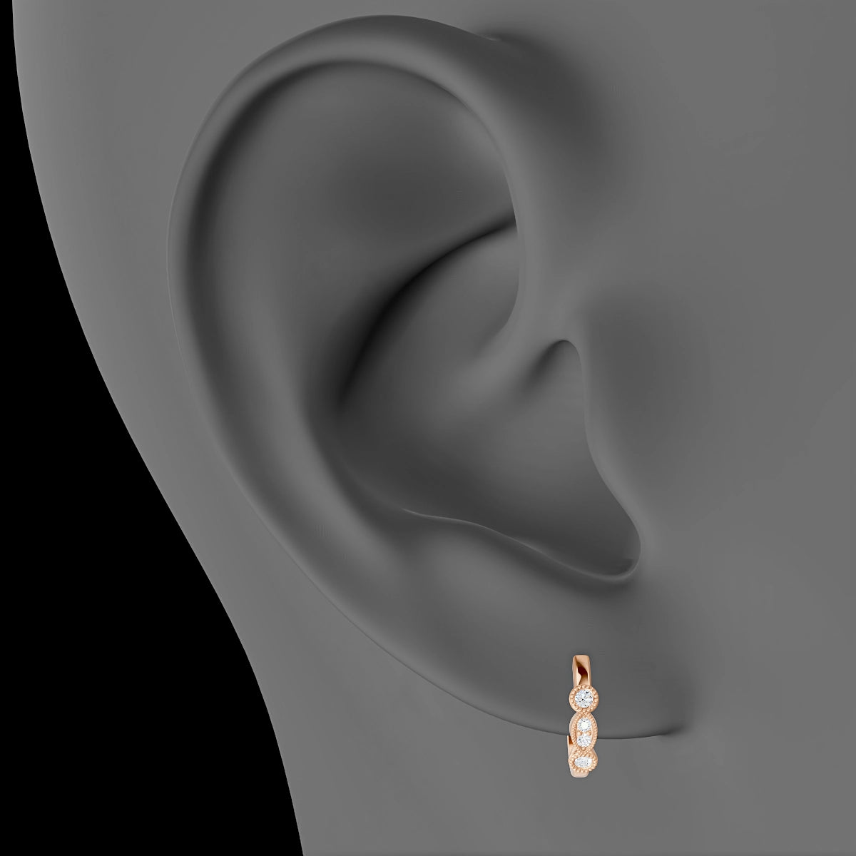 Camilla | 18k Rose Gold 8 mm Diamond Hoop Piercing