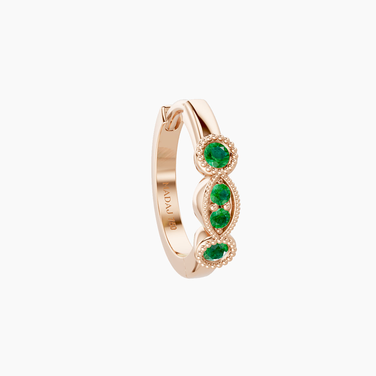 Camilla | 18k Rose Gold 8 mm Emerald Hoop Piercing
