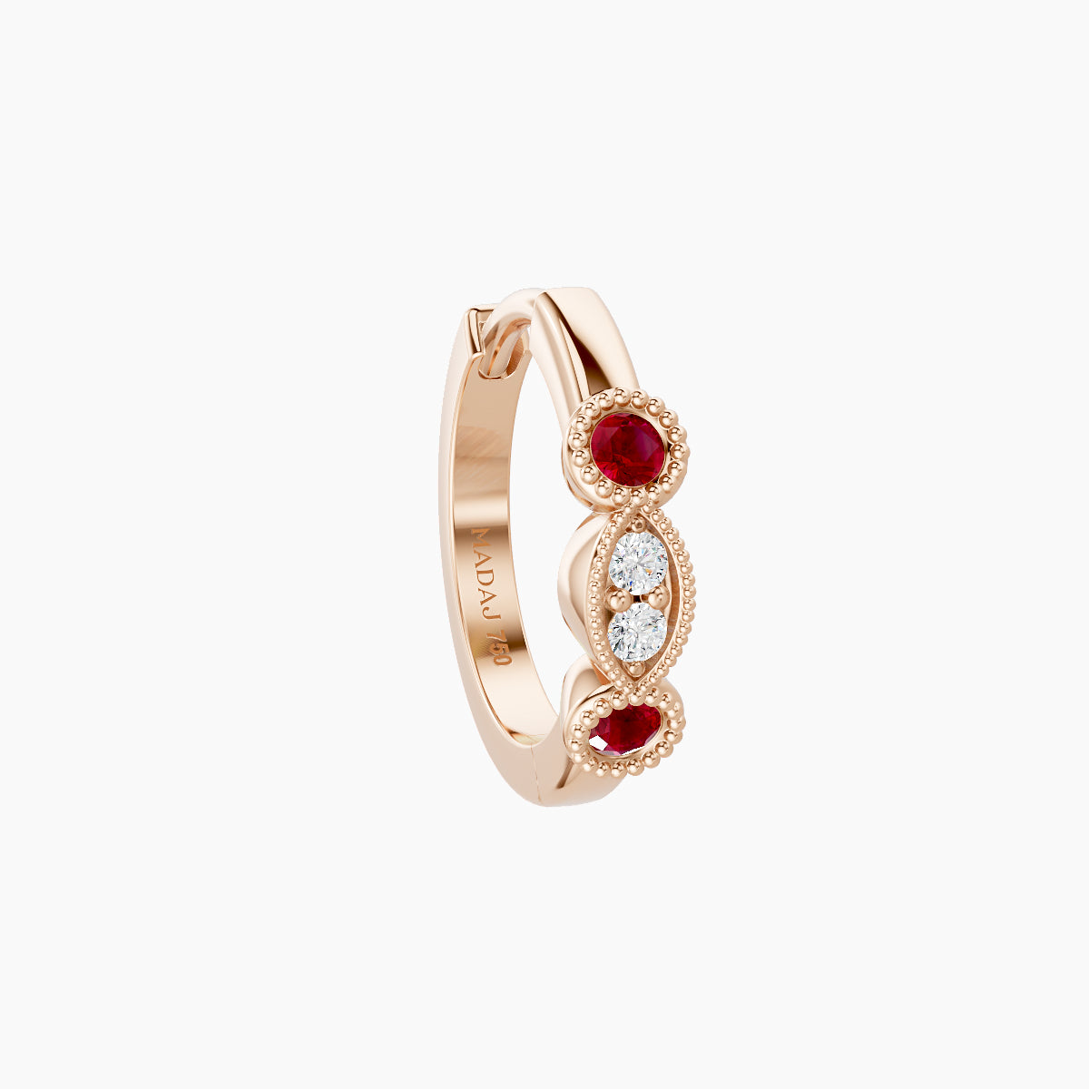 Camilla | 18k Rose Gold 8 mm Ruby & Diamond Hoop Piercing