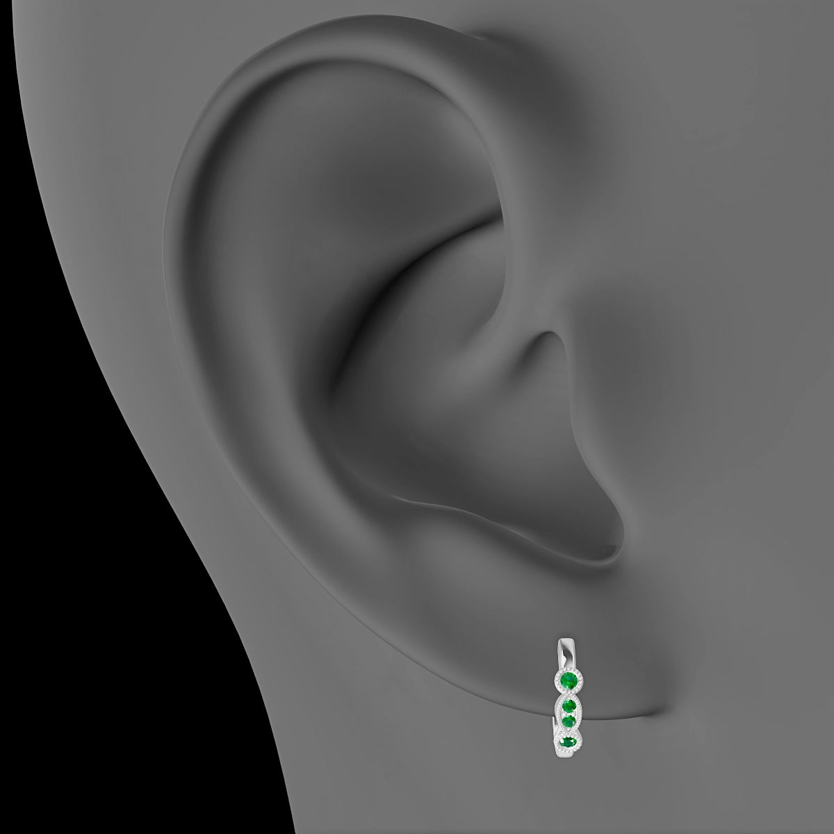 Camilla | 18k White Gold 8 mm Emerald Hoop Piercing